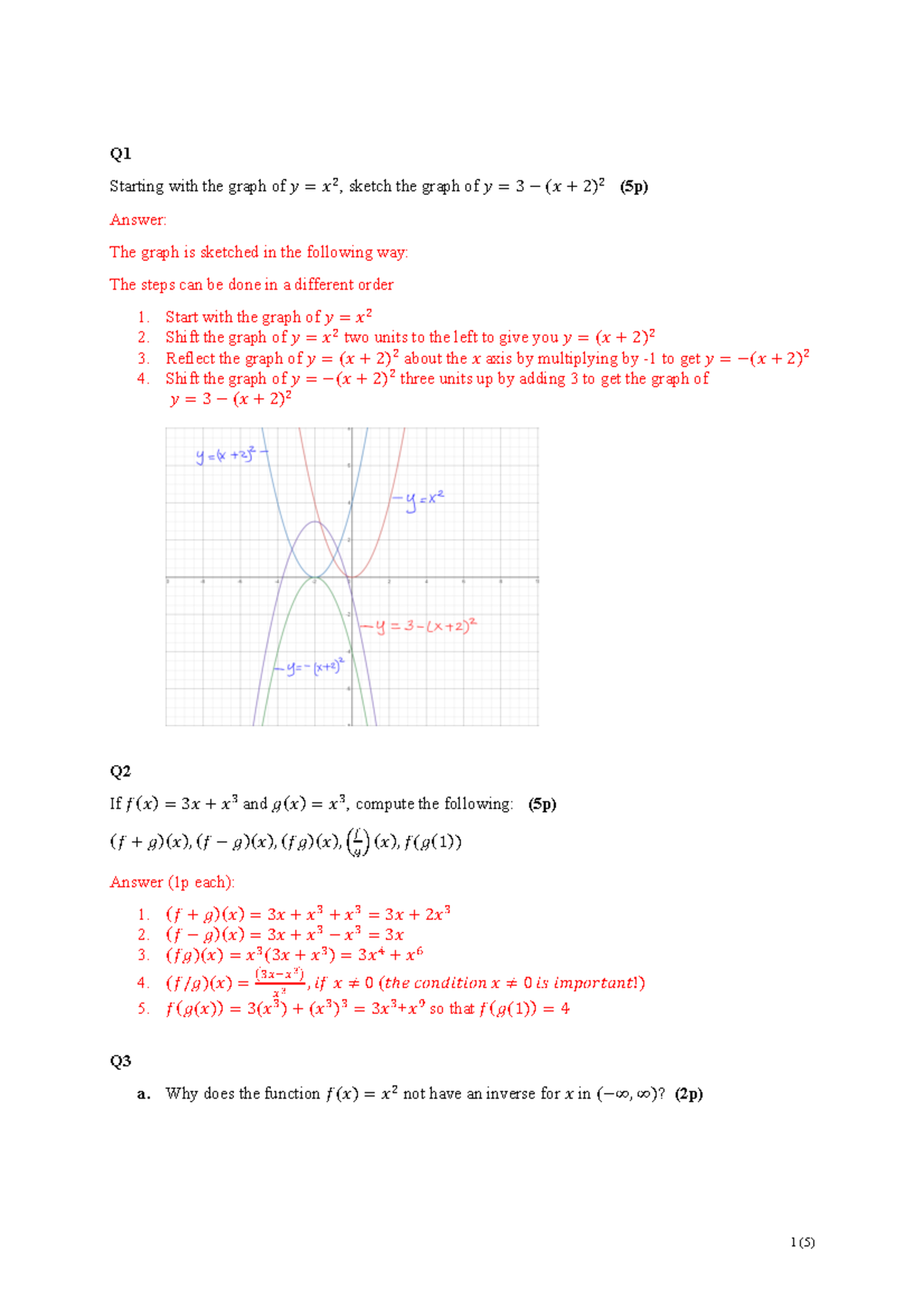 HT20-1NA070 Exam1 with solution - Q Starting with the graph of 𝗆 = 𝗆 𐀀 ...