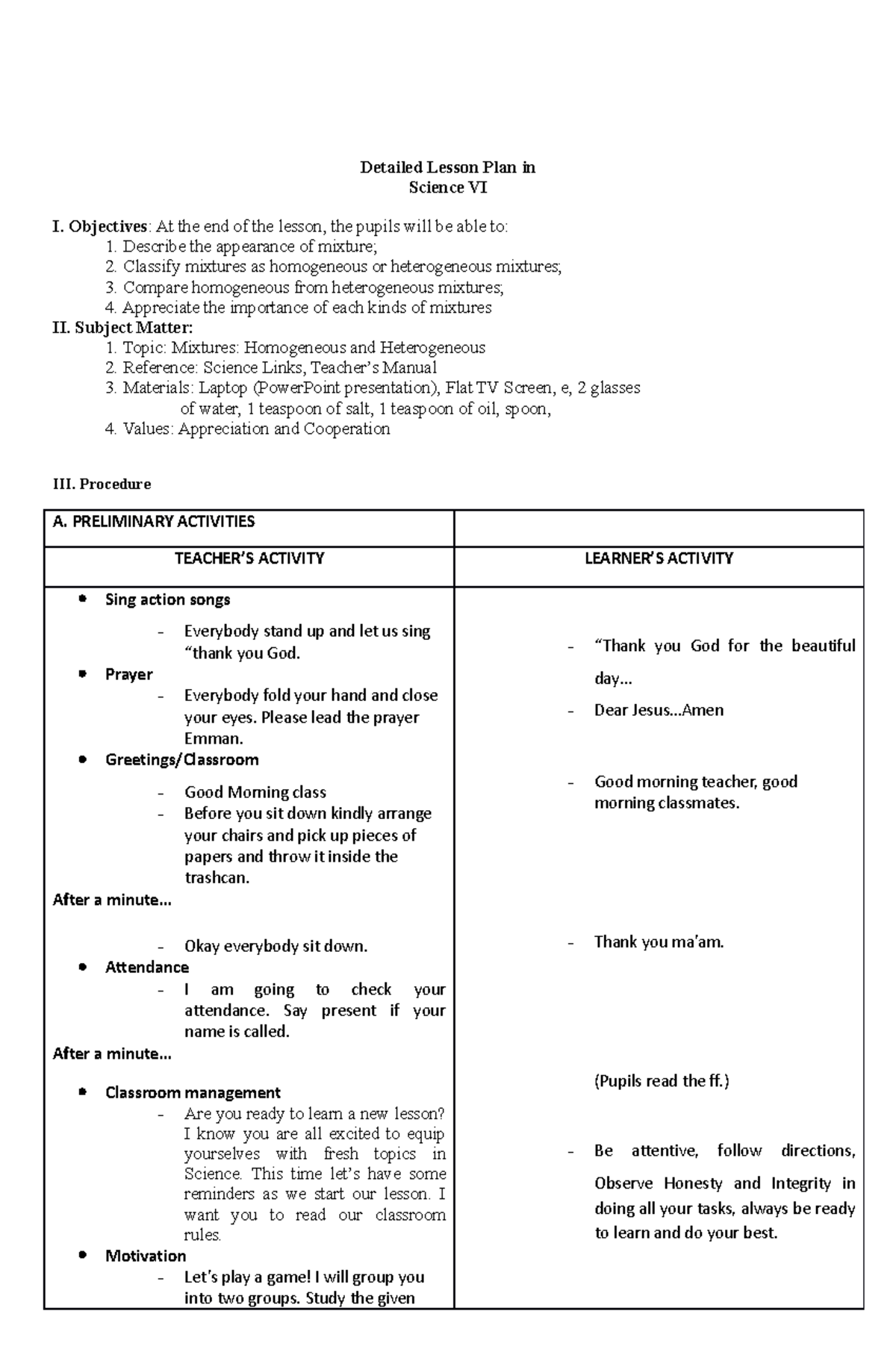 Detailed lesson plan in science - Detailed Lesson Plan in Science VI I ...