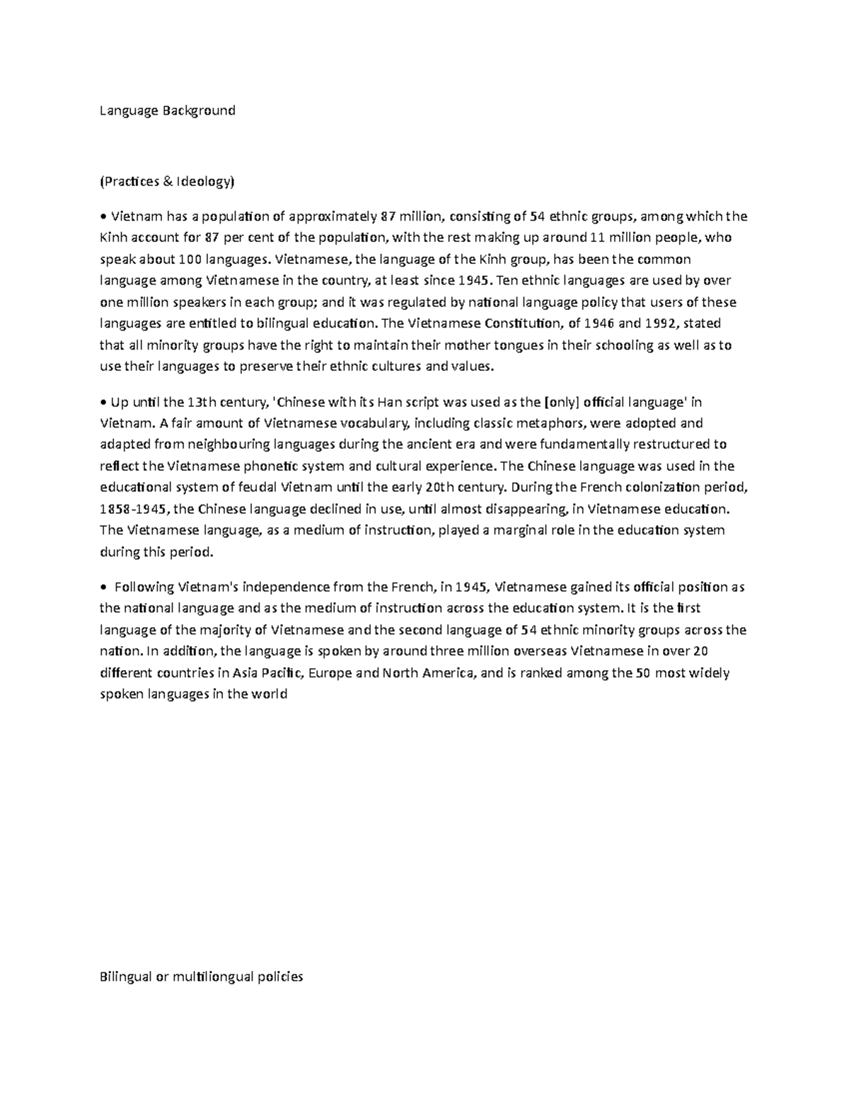 Language Policies in South East Asia - Language Background (Practices ...