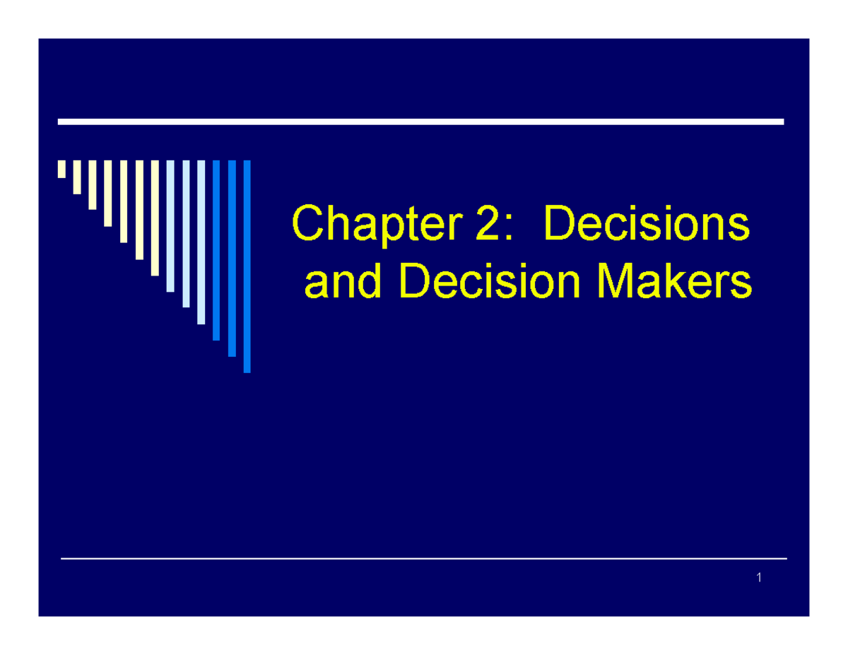 Lecture 2 Decision Making Models - business administration - Studocu