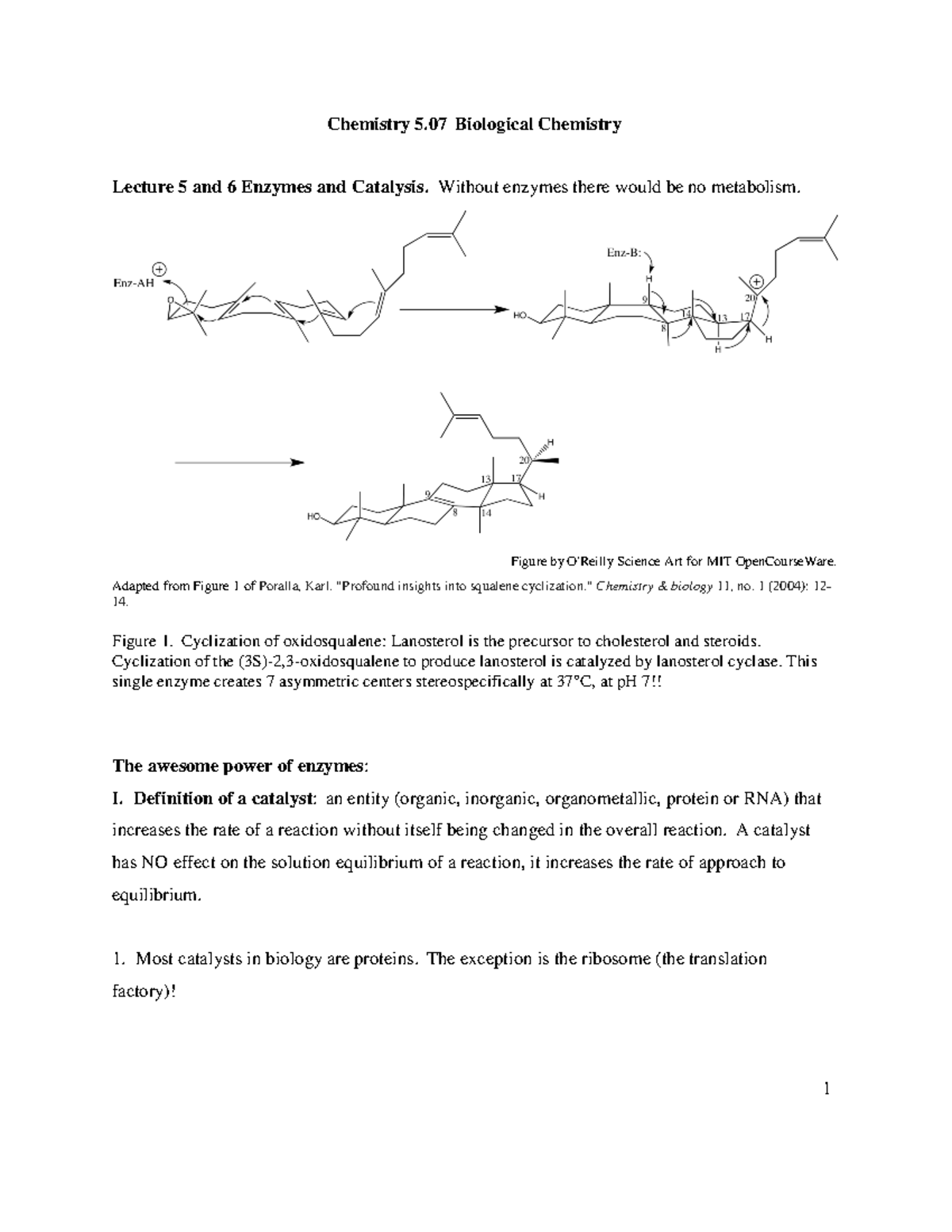 Enzymes AND Catalysis Chemistry 5 Biological Chemistry Lecture 5 and