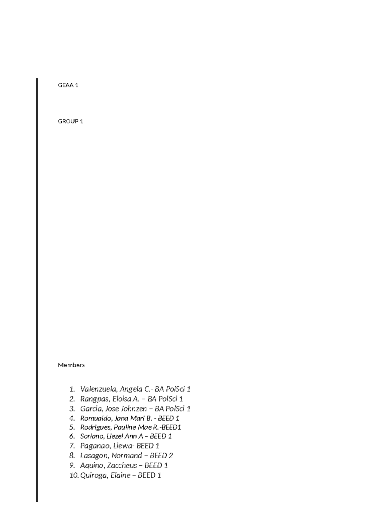GEAA- Report - for acads - Members GEAA GROUP Valenzuela, Angela C.- BA ...