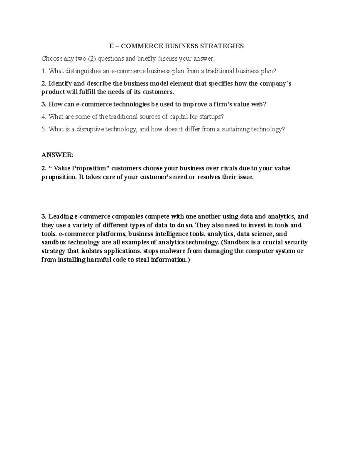 E – Commerce Business Strategies - E – COMMERCE BUSINESS STRATEGIES ...