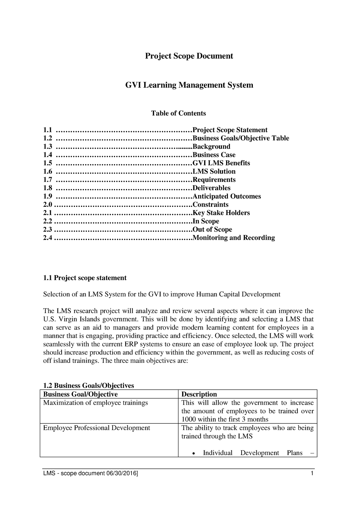 capstone project scope document