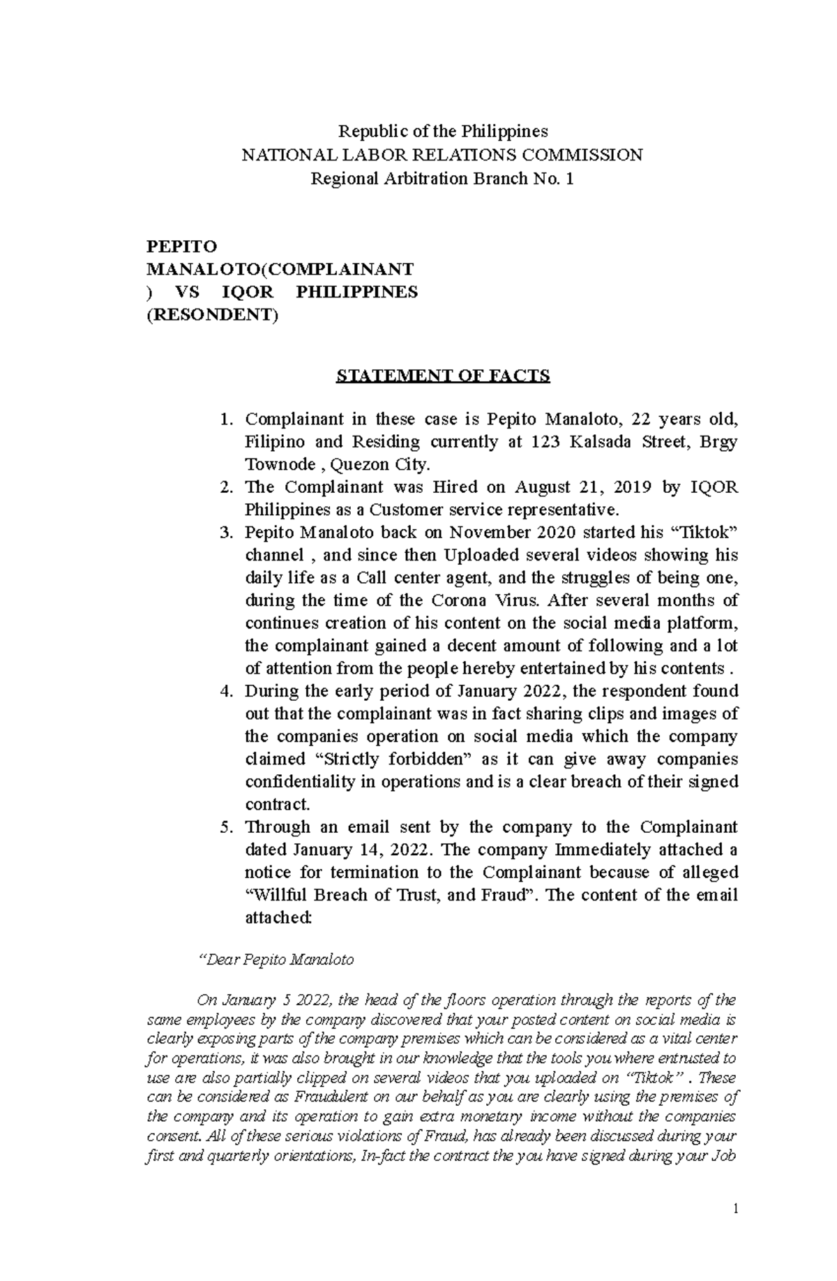 sample-position-paper-pepito-vs-iqor-ph-illegal-dismissal