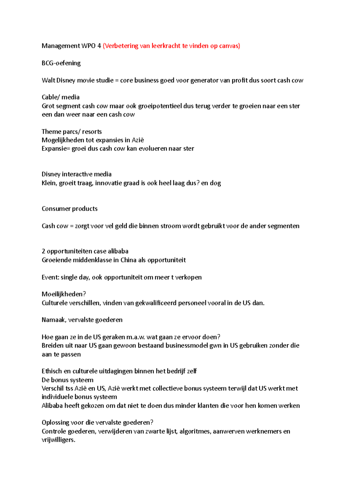 Management WPO 4 - oplossingen van WPO 4 managment - VUB - StuDocu