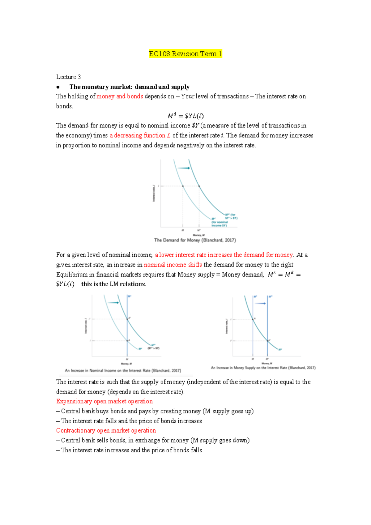 EC108 Term 1 Revision 3-4 - EC108 Revision Term 1 Lecture 3 l The ...