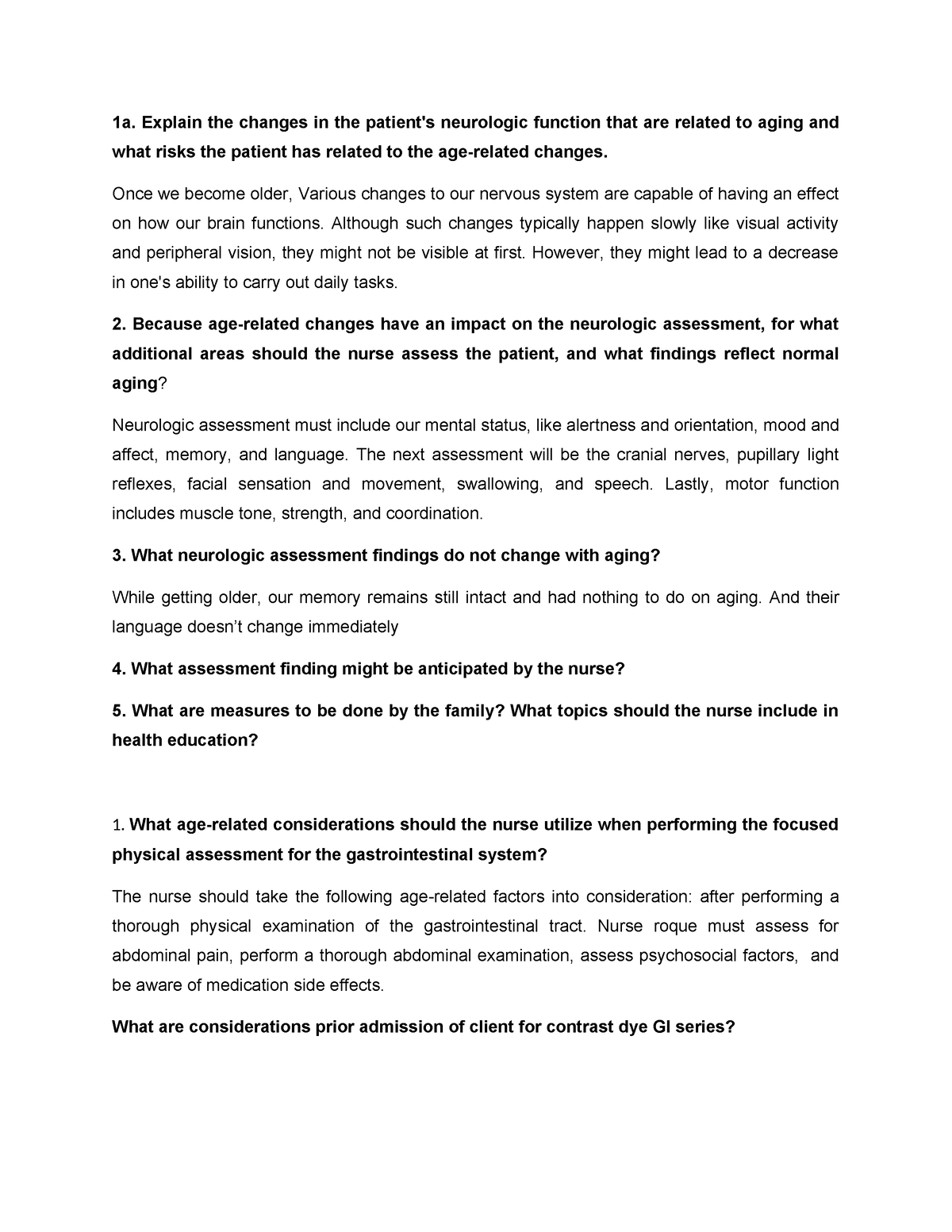 CS Neuro AND GI - notes - 1a. Explain the changes in the patient's ...