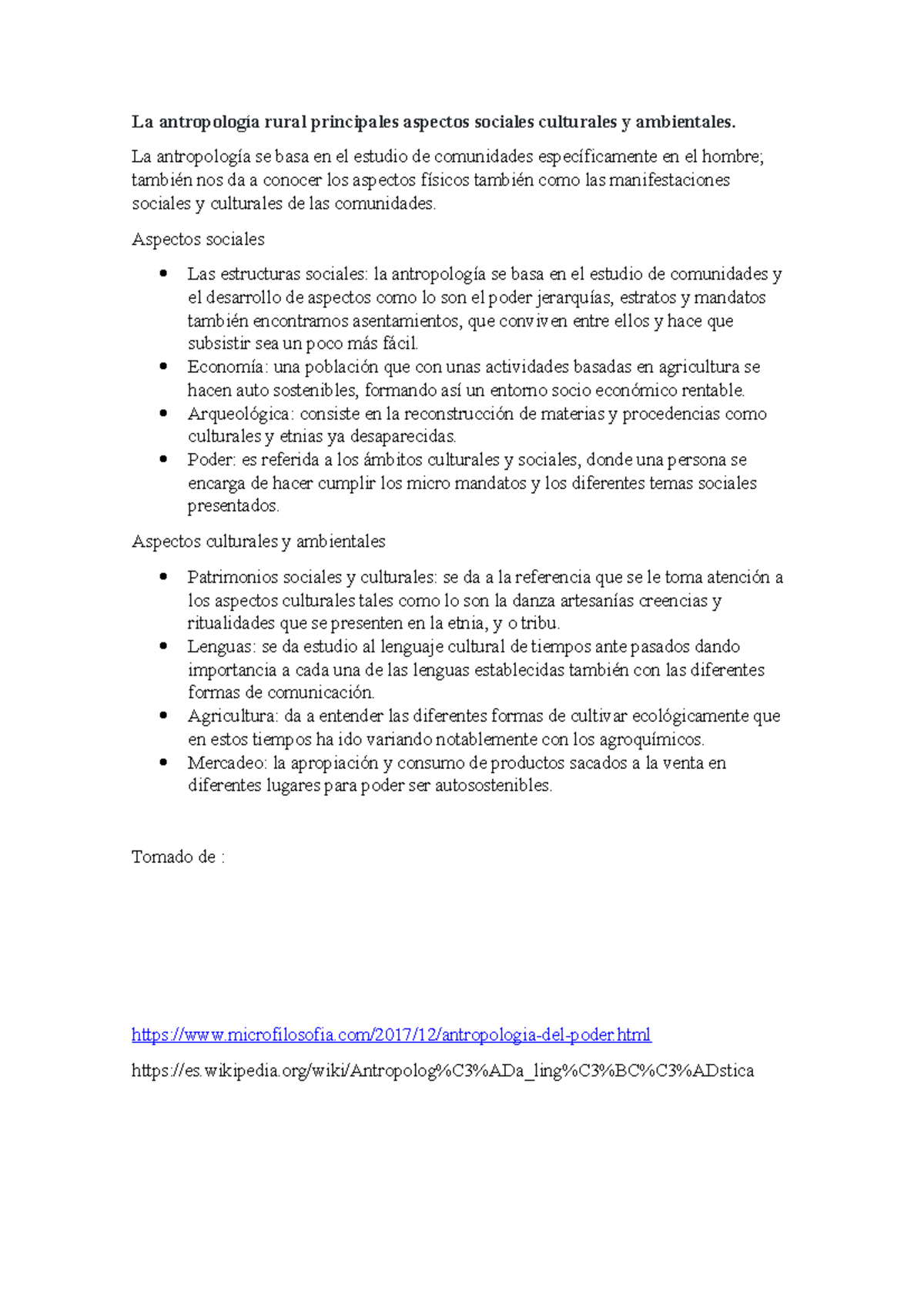 La antropología rural principales aspectos sociales culturales y ...