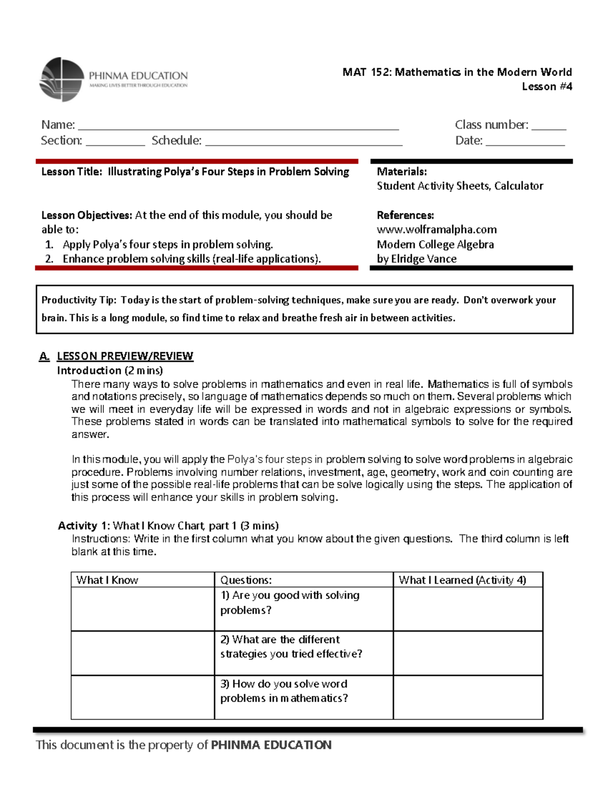 SAS 04 MAT 152 FLM - module - Lesson # Name: - Studocu