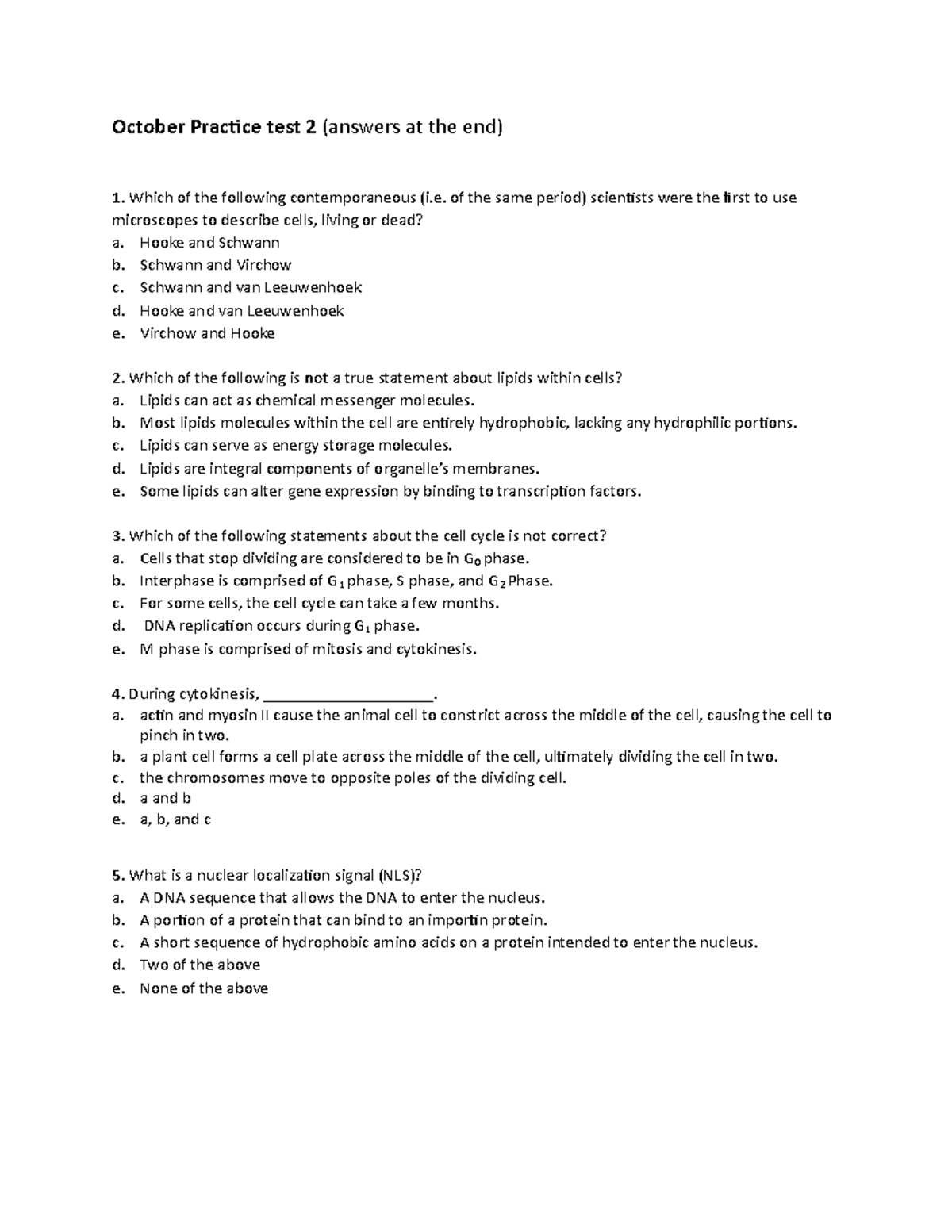 Test 10 October 2019, questions and answers - October Practice test 2 ...