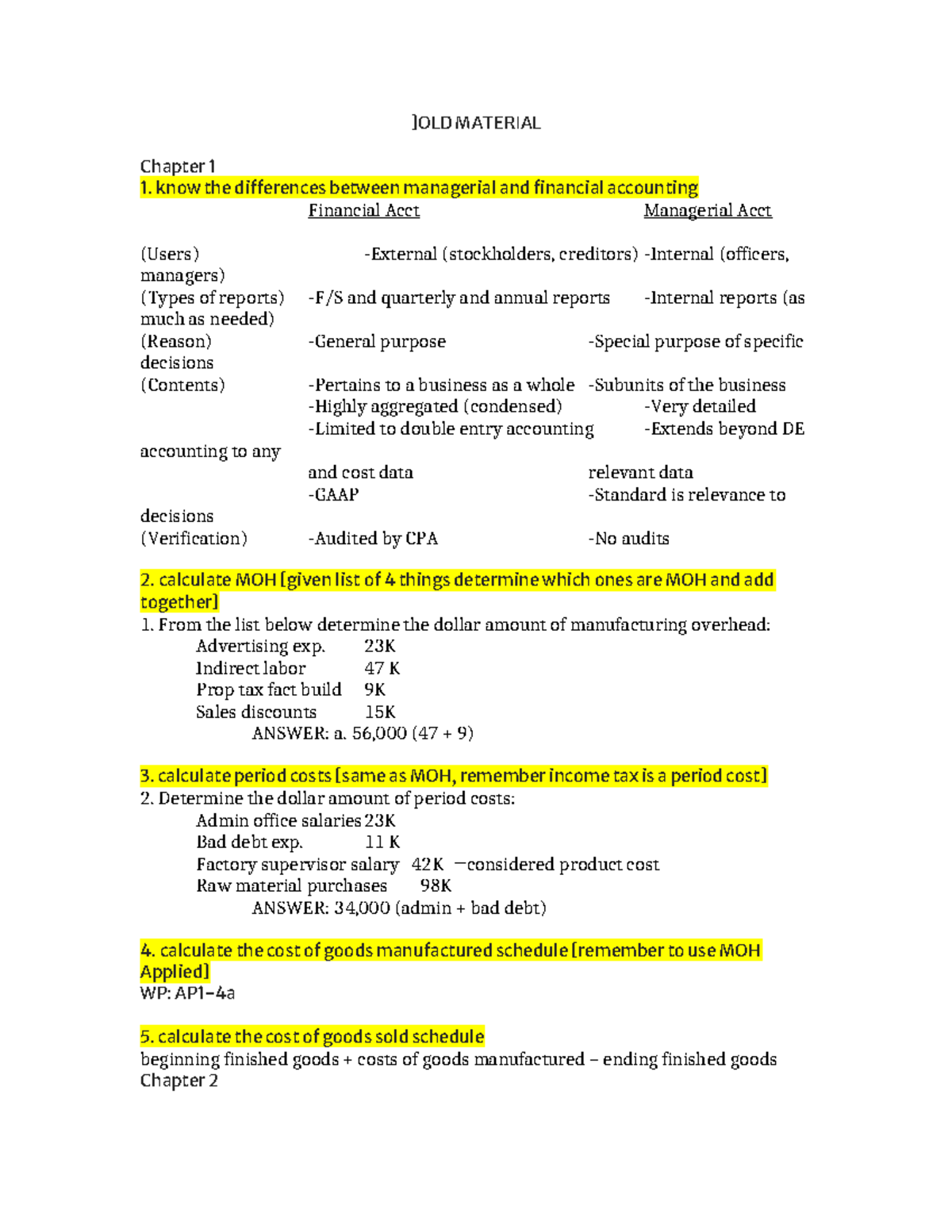 ACCT 2101 Final review - ]OLD MATERIAL Chapter 1 1. know the ...