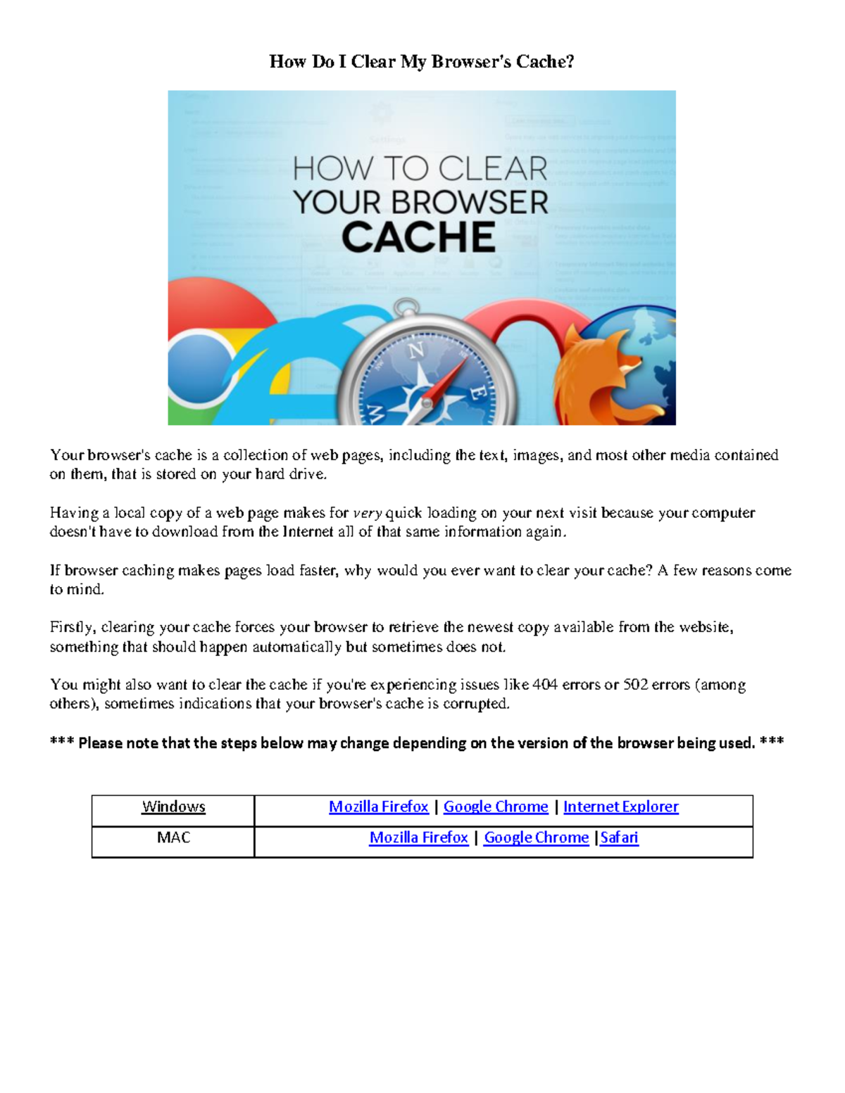 notes internet 1 - How Do I Clear My Browser's Cache? Your browser's ...