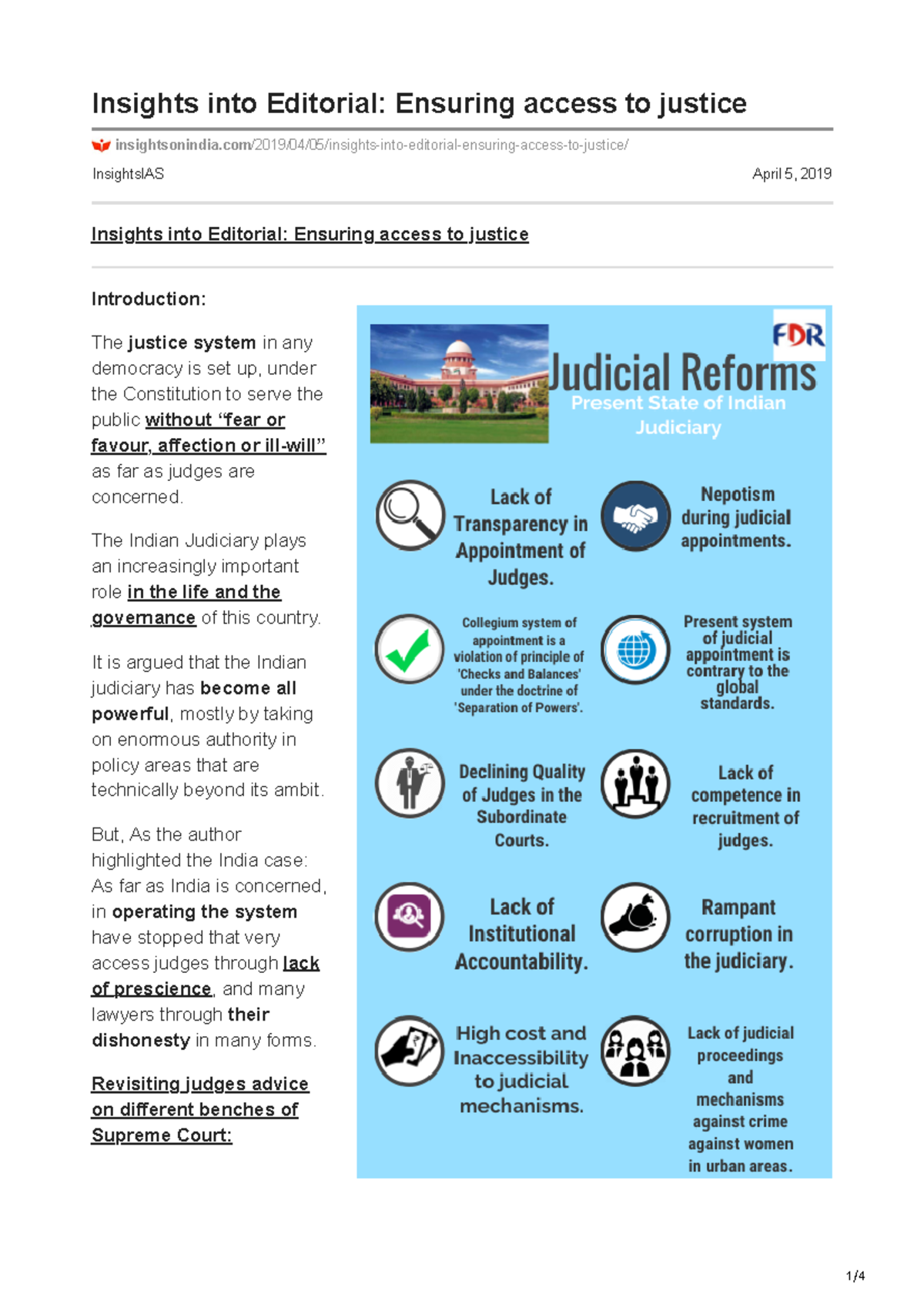 Insights Into Editorial Ensuring Access To Justice