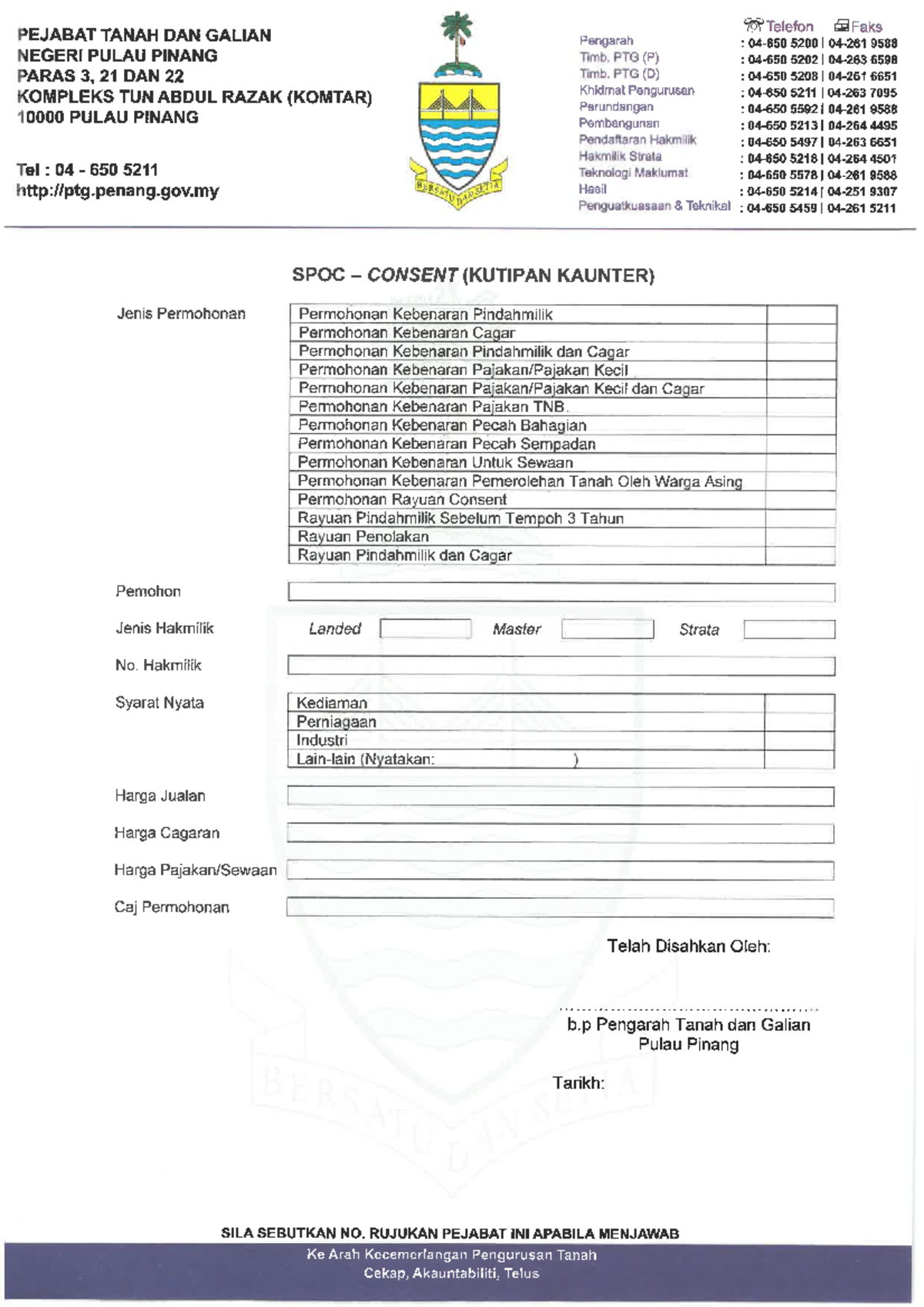 Borangspoc Penang - Land Law II - StuDocu