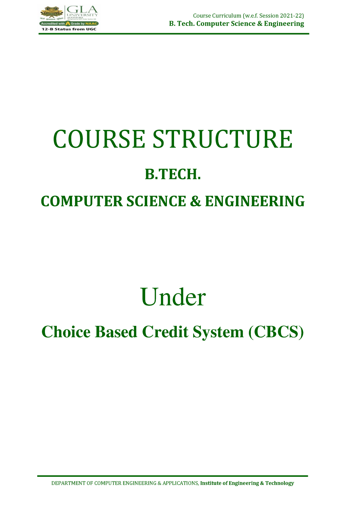 Course Structure & Syllabus B. Tech CSE (2021-22)Final - B.tech CSE ...