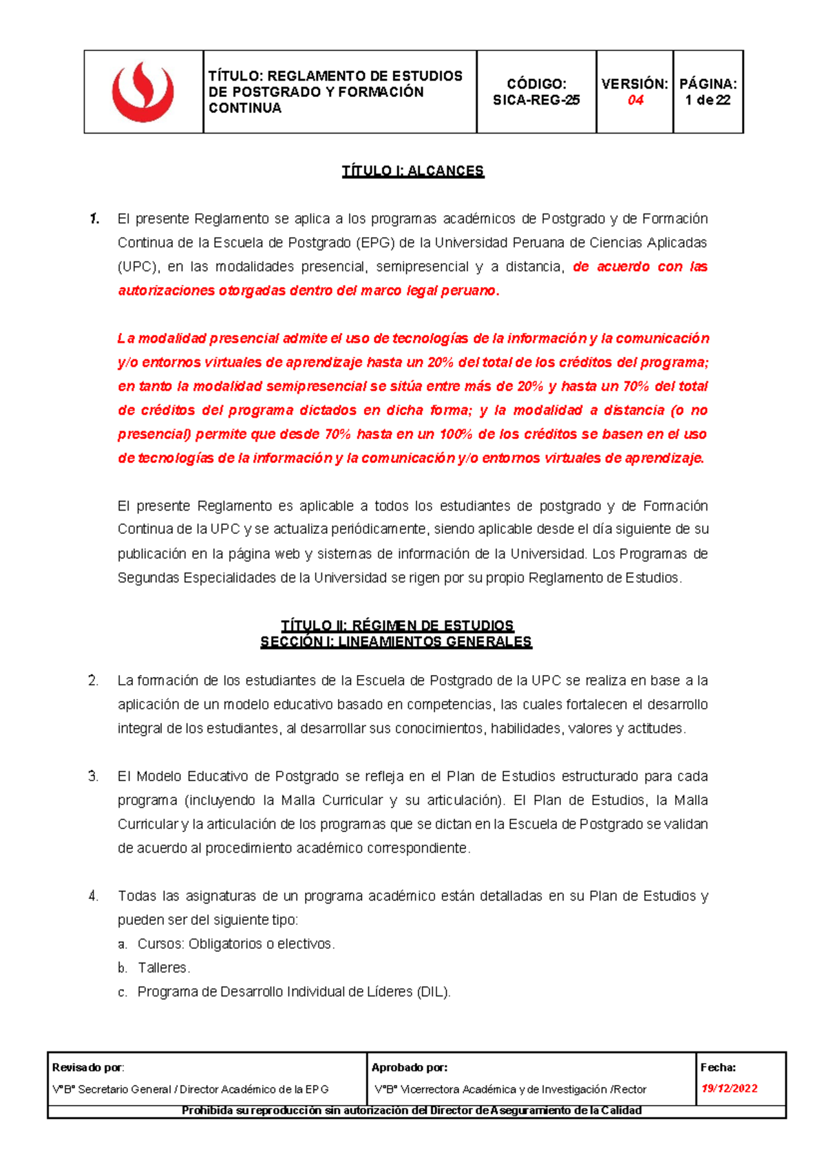 Reglamento DE Estudios DE Postgrado - DE POSTGRADO Y FORMACIÓN CONTINUA ...