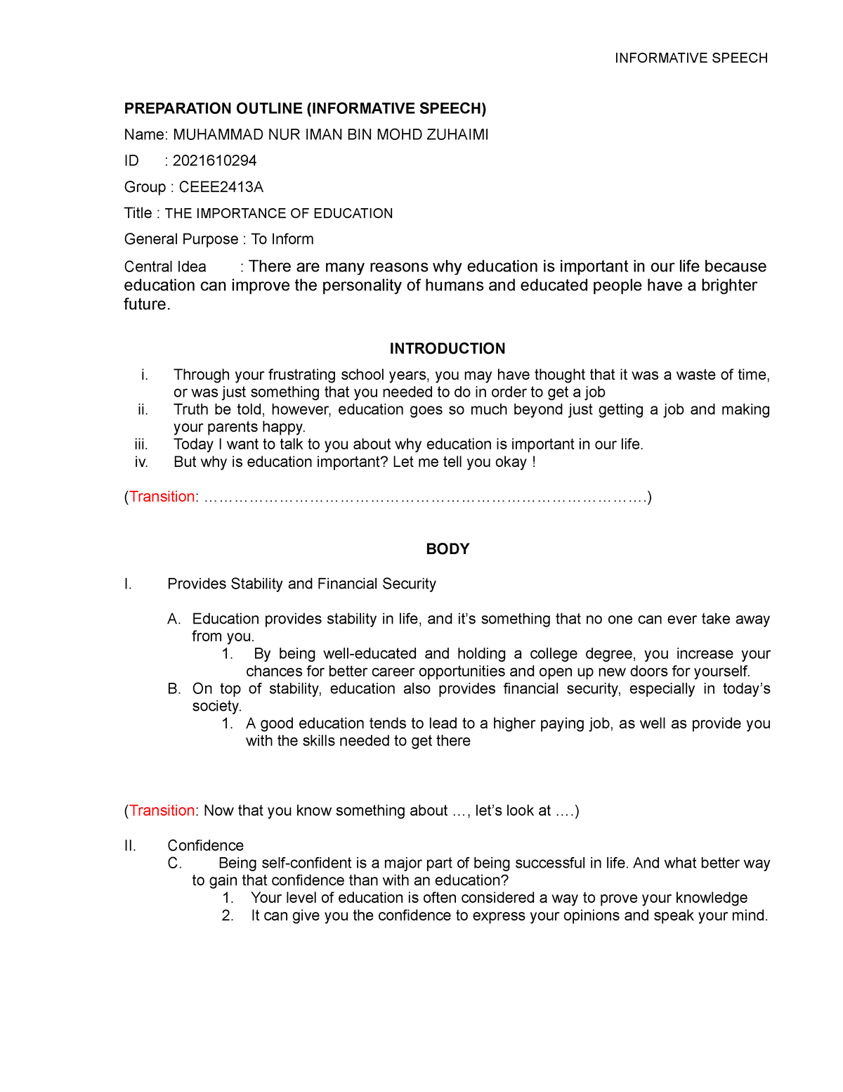 elc590 informative speech outline