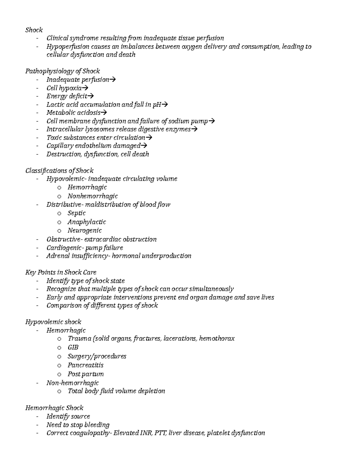 Shock - NUR706: Advanced Pathophysiology- Online Week 2 - Shock ...