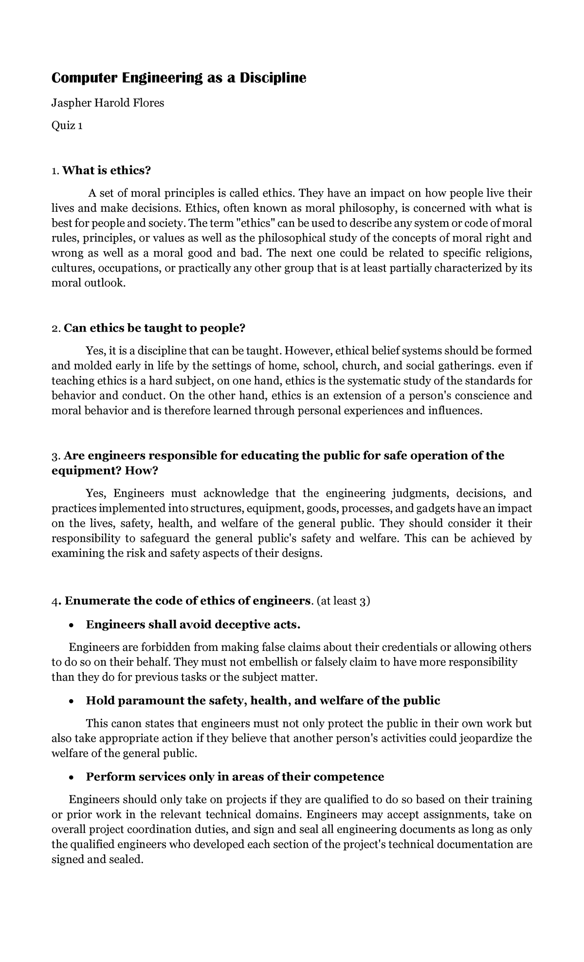 Ceaad-Quiz-1-Flores J - Computer Engineering as a Discipline Jaspher ...