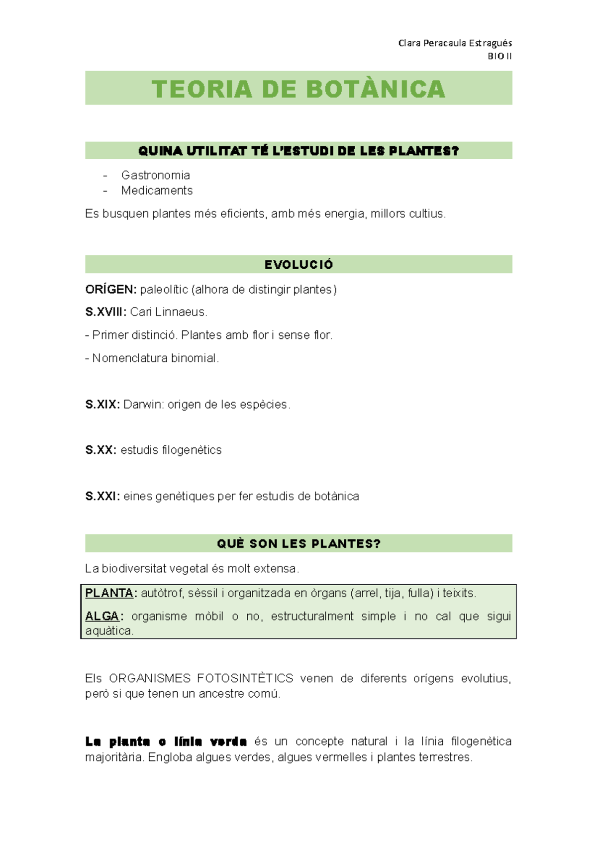 Teoria Botànica - BIO II TEORIA DE BOTÀNICA QUINA UTILITAT TÉ L’ESTUDI ...