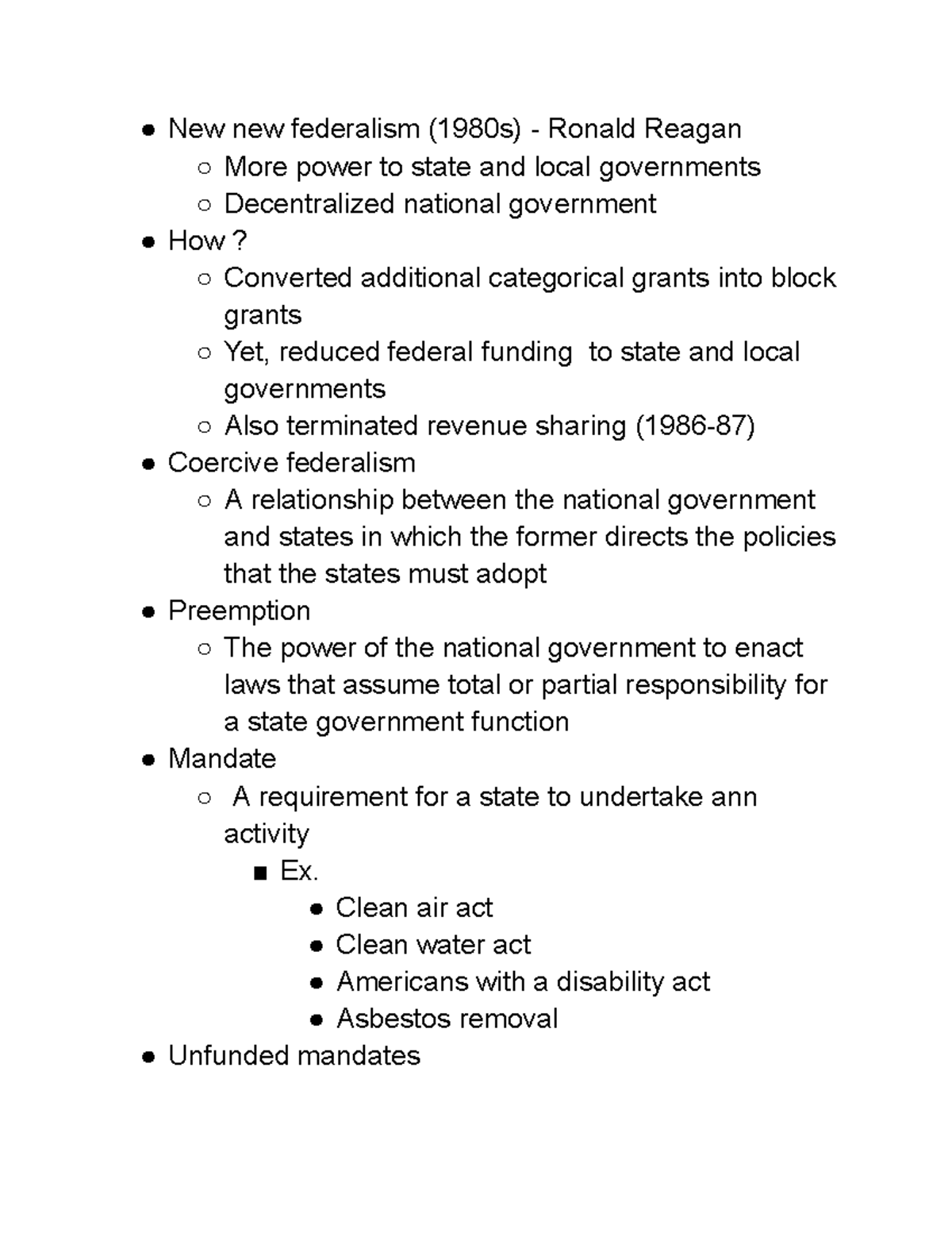Untitled document New Federalism under Ronald Reagan and Coercive