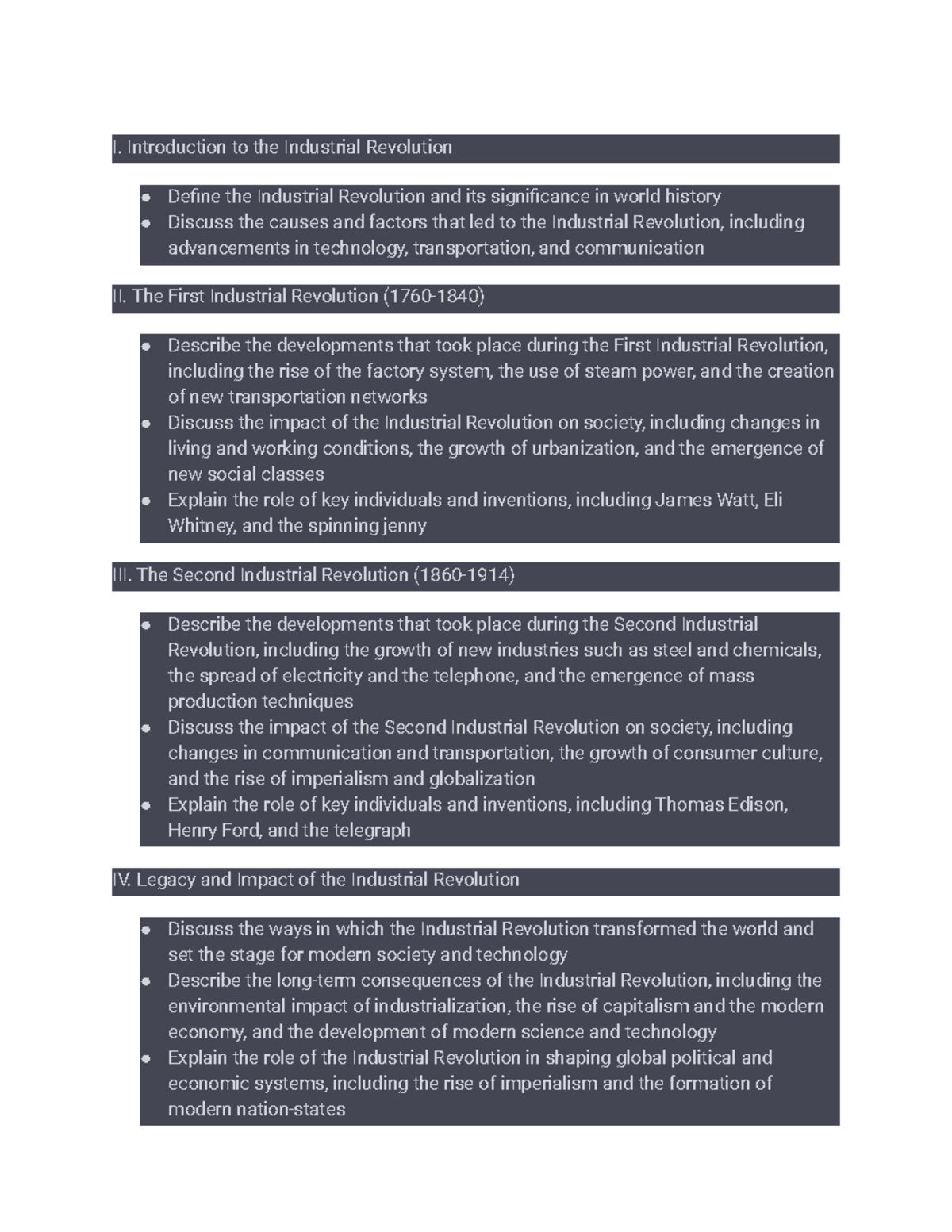 Industrial REV - I. Introduction to the Industrial Revolution Define ...
