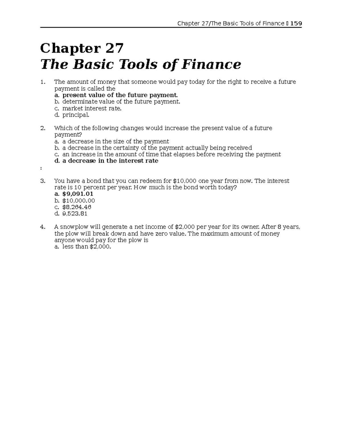 Chapter 27 - MANKIW - Chapter 27/The Basic Tools of Finance 159 Chapter ...