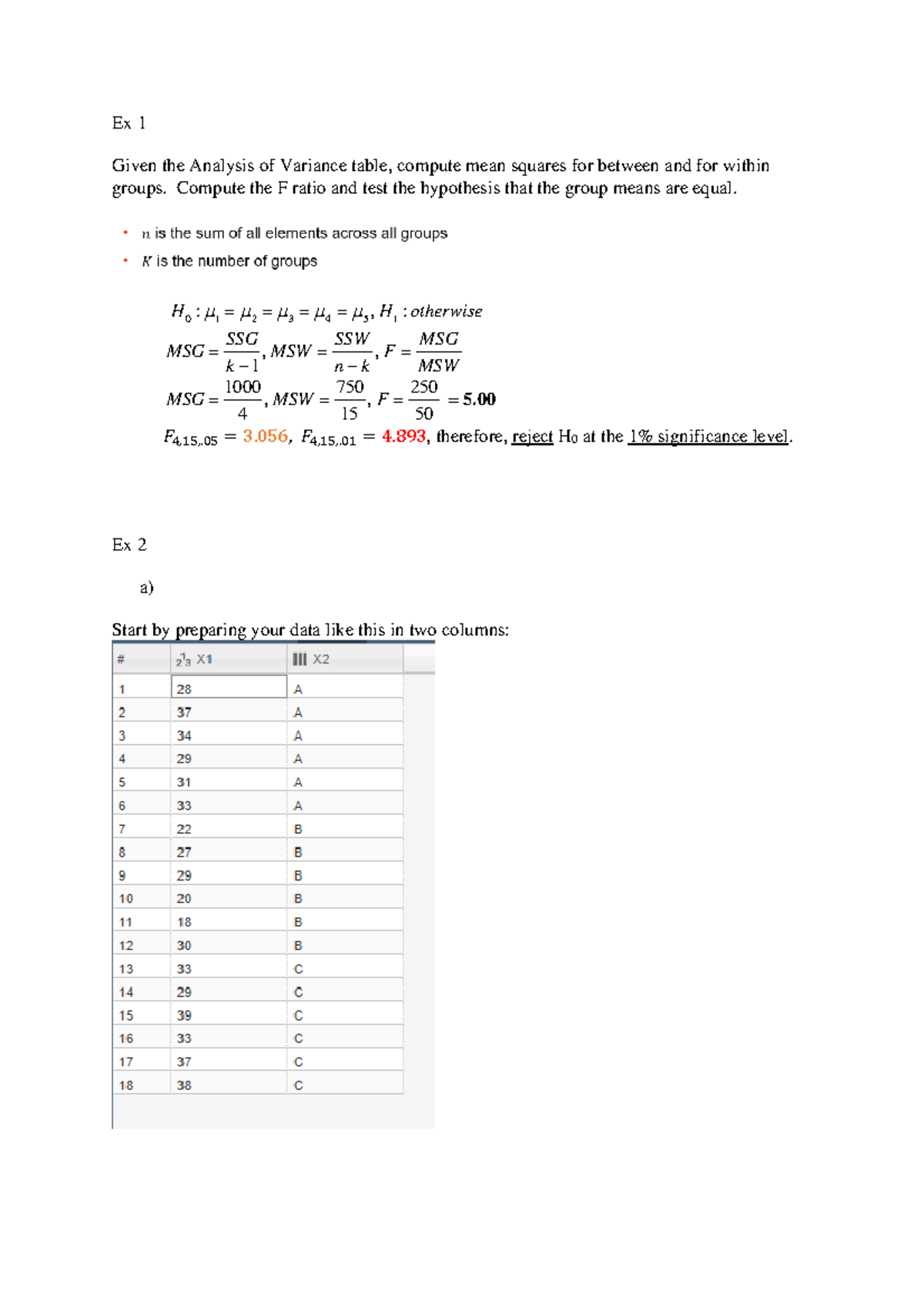 TA classes solutions frá kennara . 1-5 - Ex 1 Given the Analysis of ...