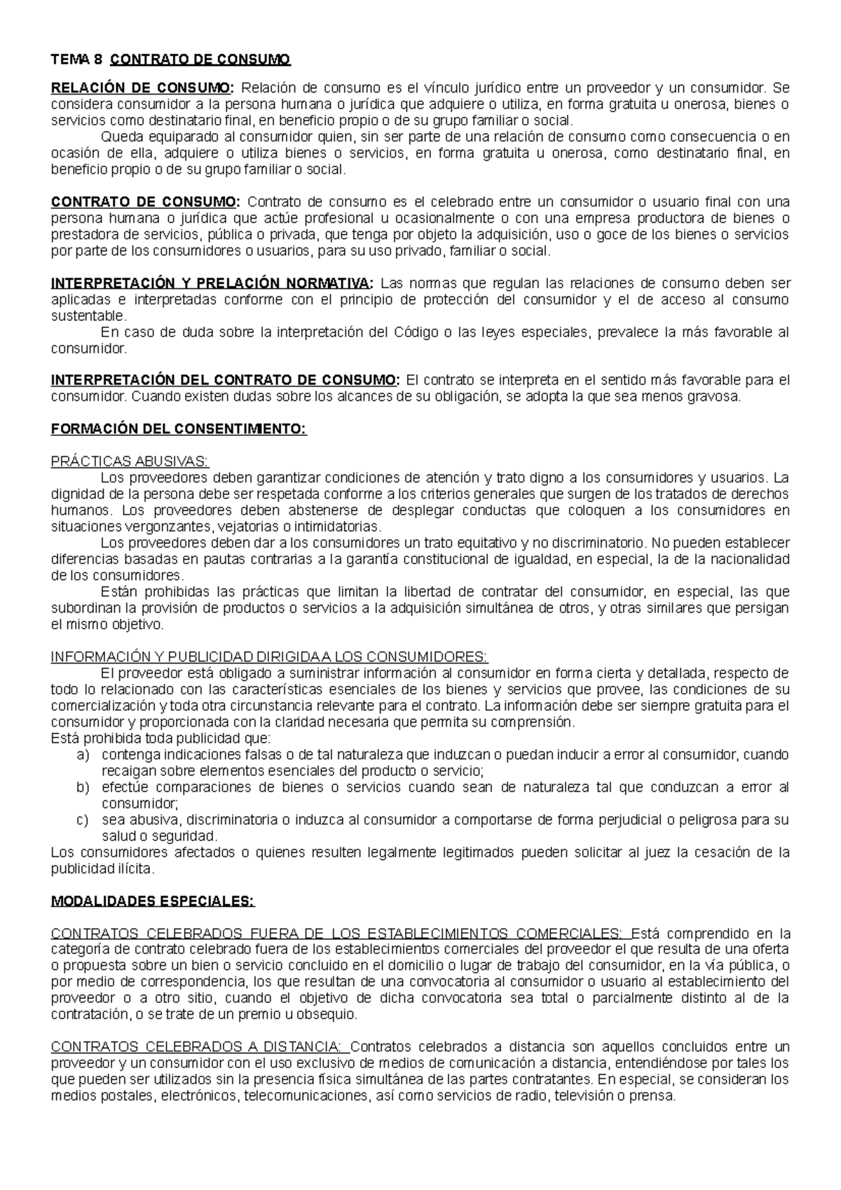 Tema 8 Contratos De Consumo Tema 8 Contrato De Consumo RelaciÓn De