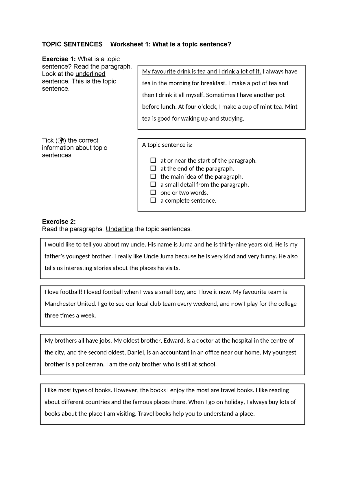 Asynchronous- Written-TASK - TOPIC SENTENCES Worksheet 1: What is a ...