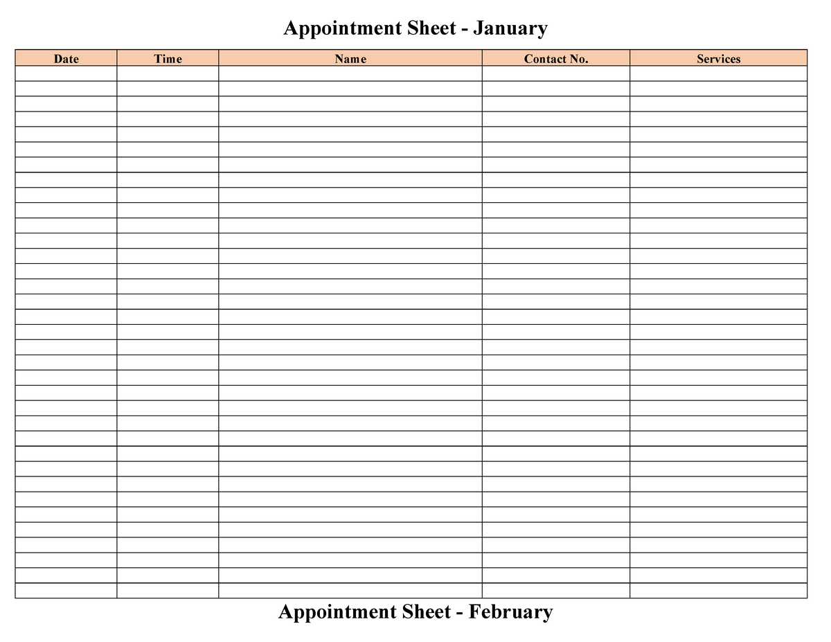 Appointment Sheet - none - Mathematics 4 - Appointment Sheet - January ...