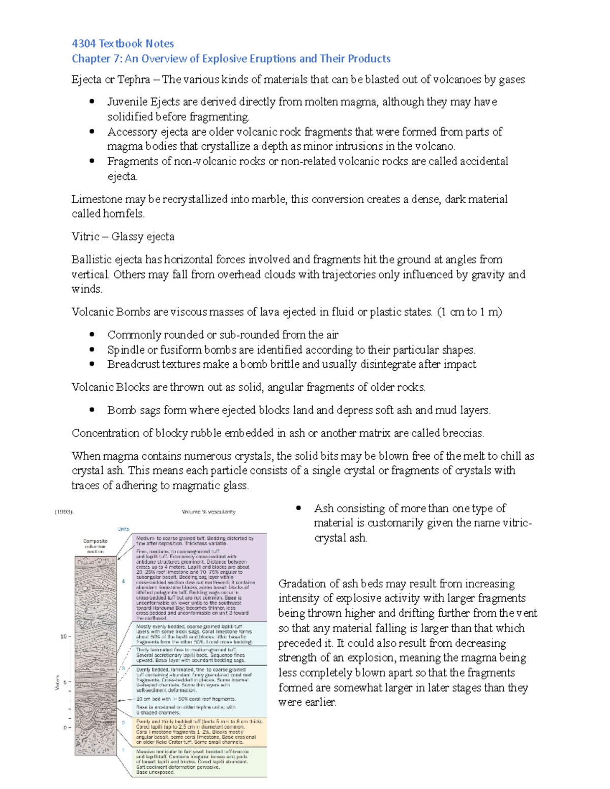 Volcanology Ch 7 Notes - 4304 Textbook Notes Chapter 7: An Overview of ...