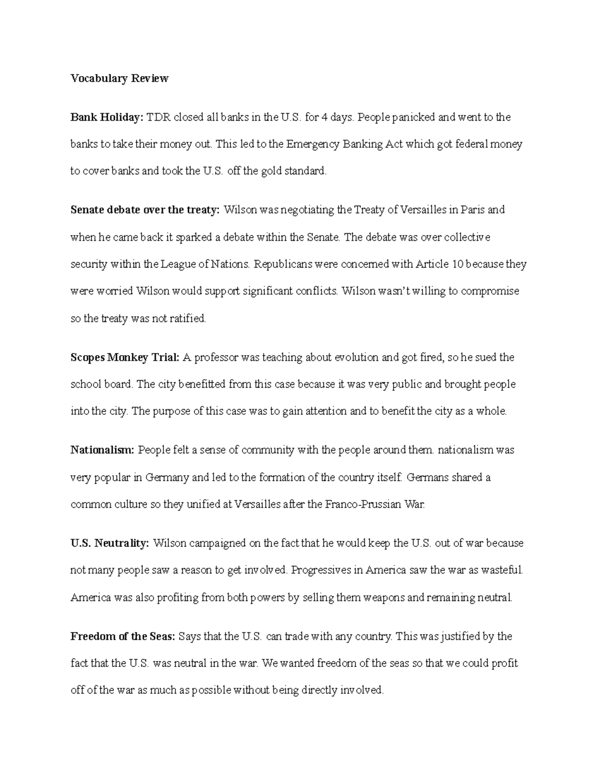 Vocabulary for 4 days. People panicked and went to the banks to take their money out. This led