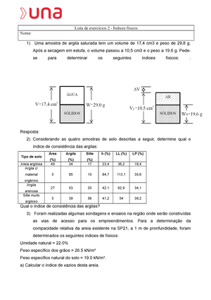 Lista De Exercícios - UC Geologia E Mecanica Dos Solos - Lista De ...