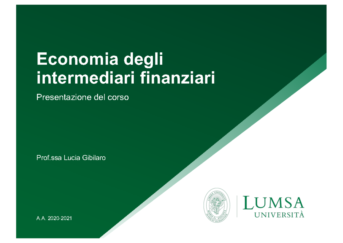 Esercizi Saldo Finanziario - Economia Degli Intermediari Finanziari ...