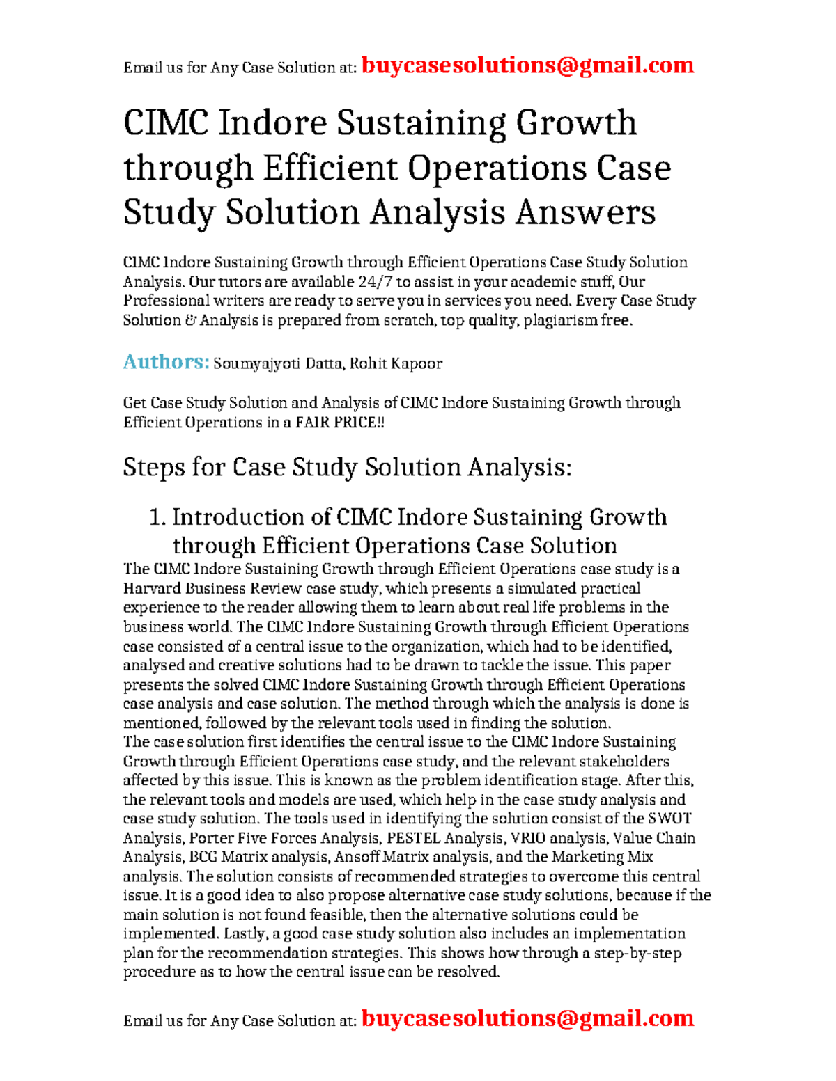 Case Solution CIMC Indore Sustaining Growth through Efficient ...