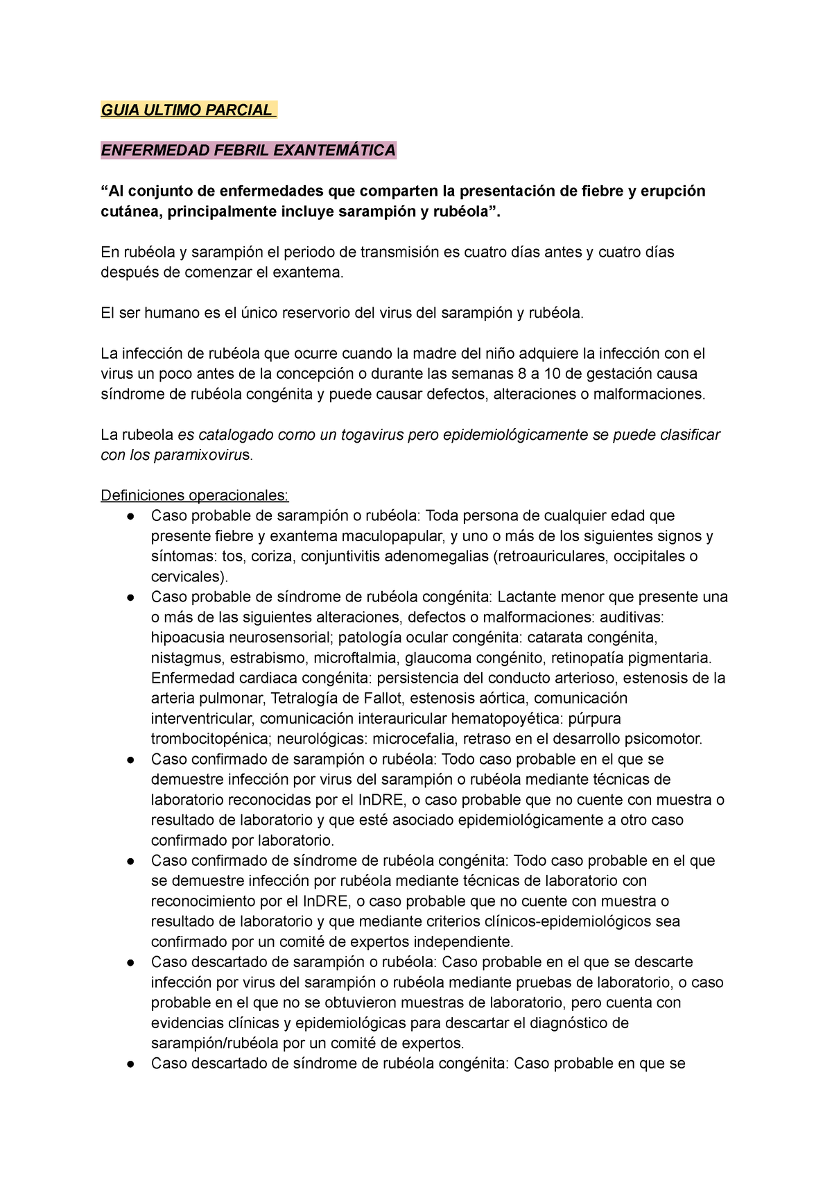 Guia epidemiologia - GUIA ULTIMO PARCIAL ENFERMEDAD FEBRIL EXANTEMÁTICA ...