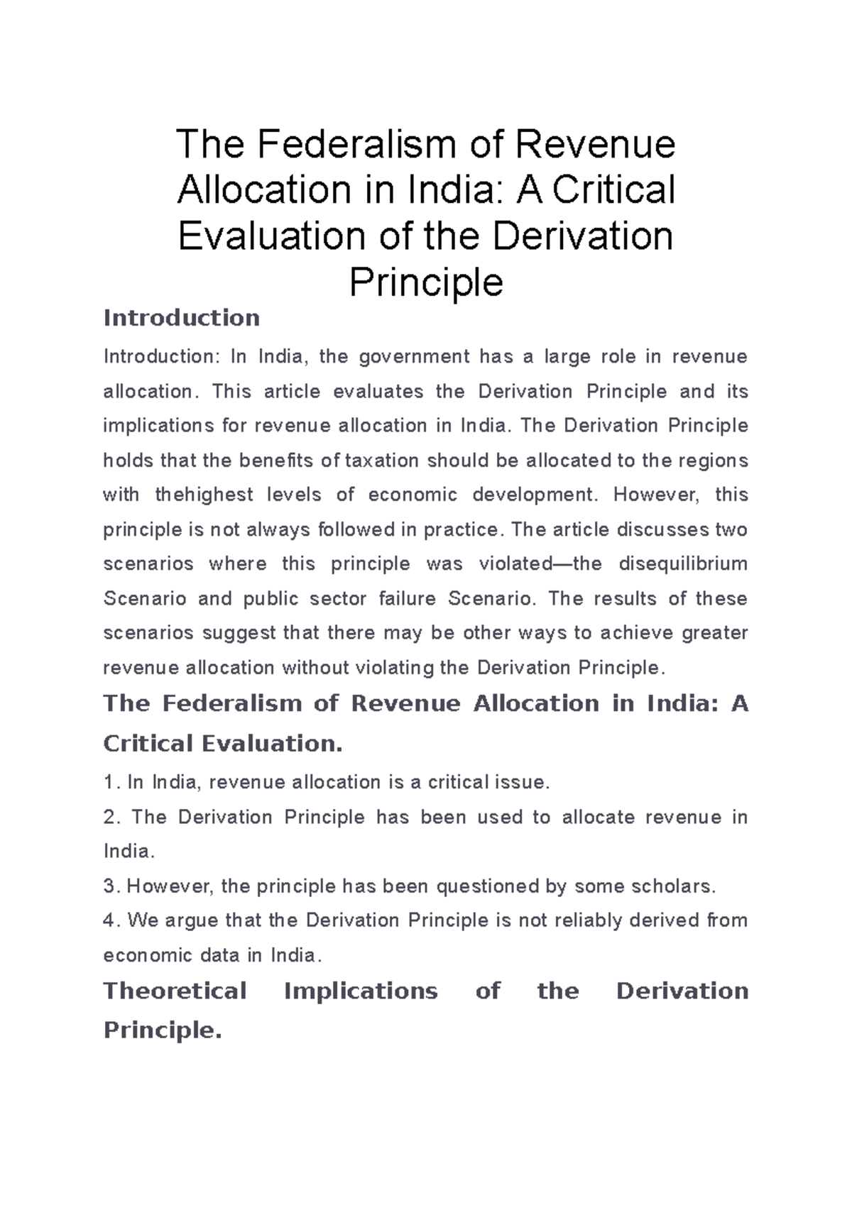 The Federalism of Revenue Allocation in India A Critical Evaluation of ...