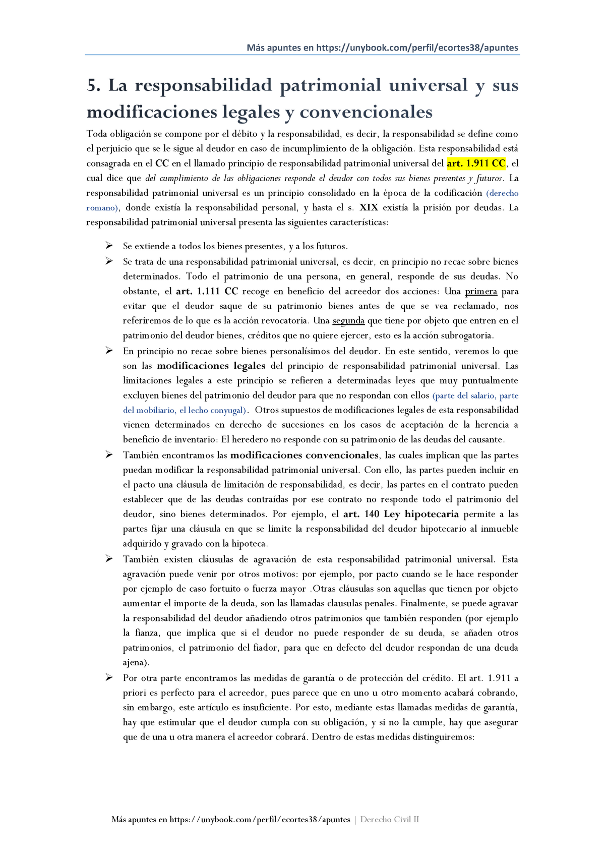 5. La Responsabilidad Patrimonial Universal Y Sus Modificaciones ...