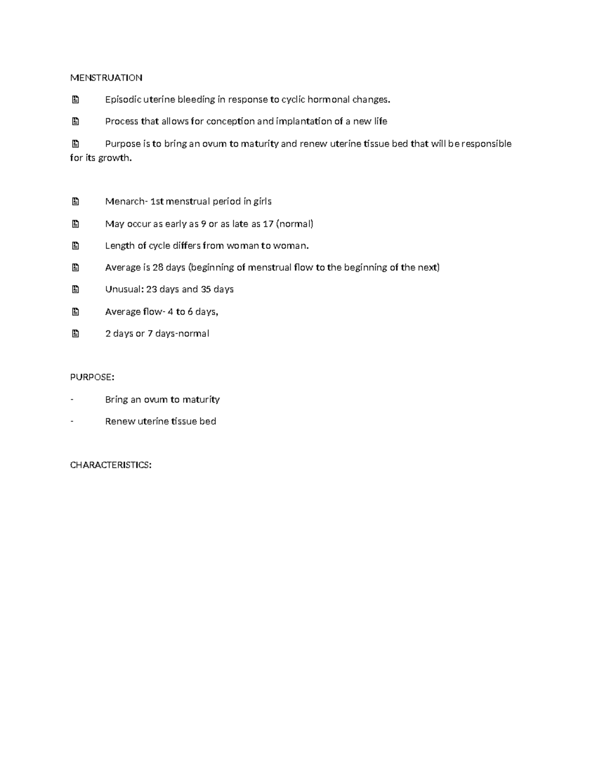 Menstruation - summarizee na - MENSTRUATION Episodic uterine bleeding ...