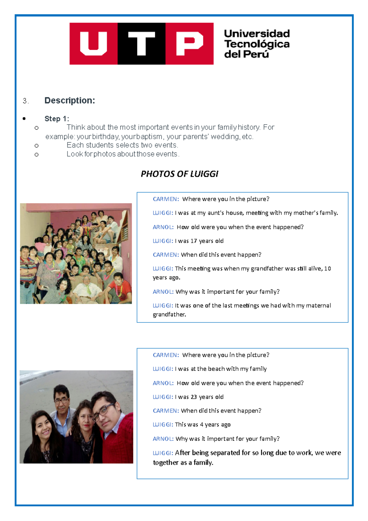 Semana 3 Ingles 3 .. 3. Description Step 1 o Think about the