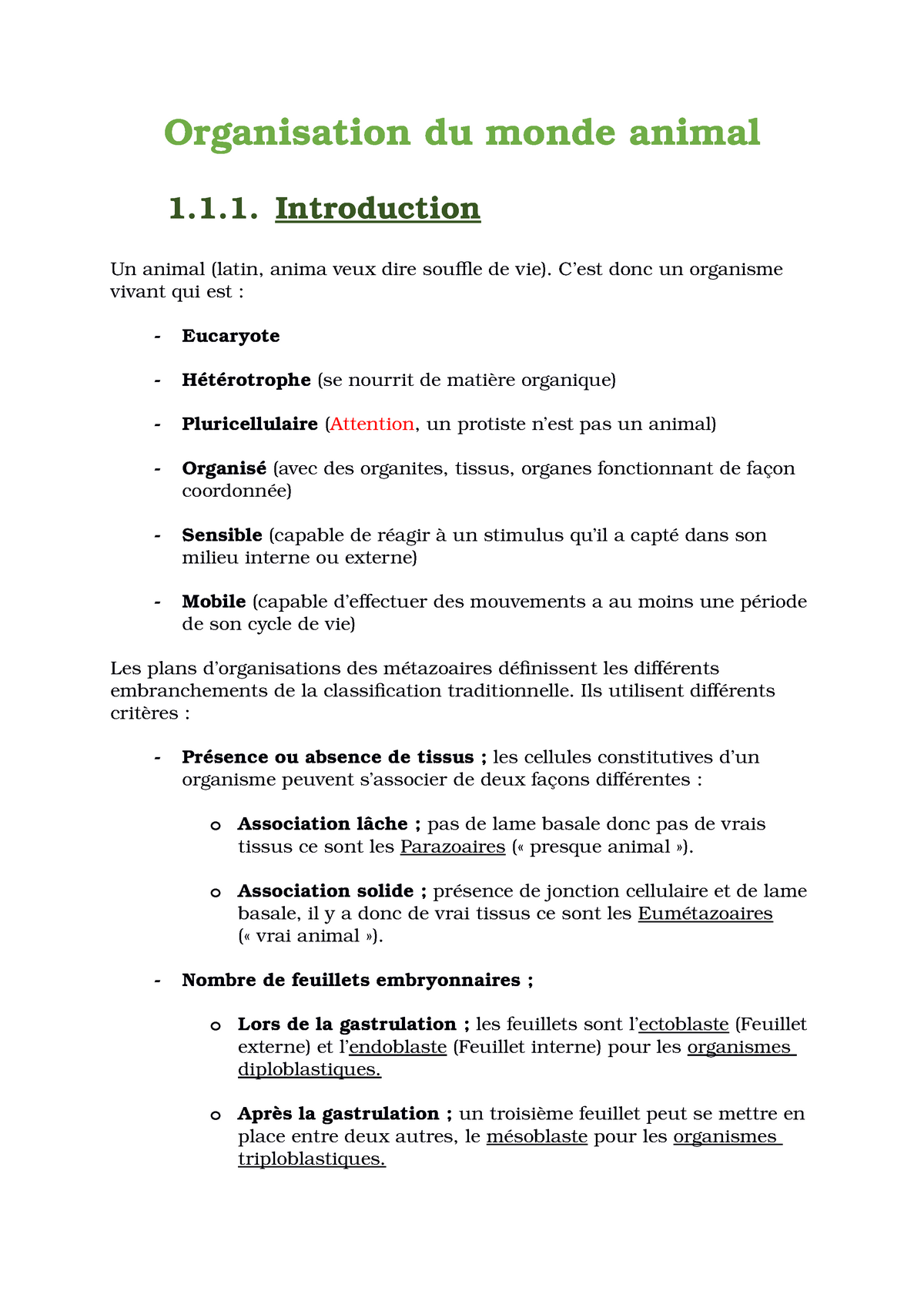 Oma Pages 1 A 10 Notes De Cours 1 Organisation Du Monde Animal Introduction Studocu