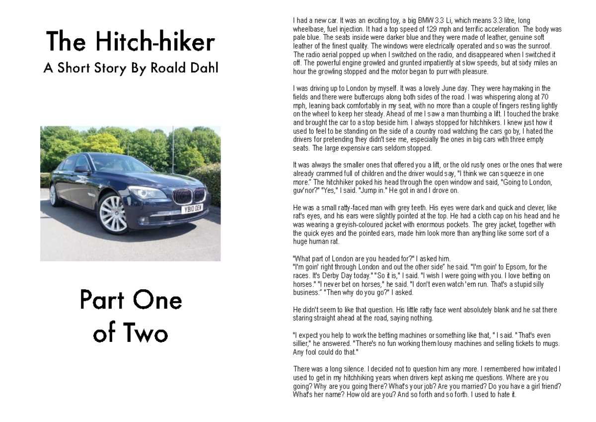 The Hitchhiker Part One copy - The Hitch-hiker A Short Story By Roald ...