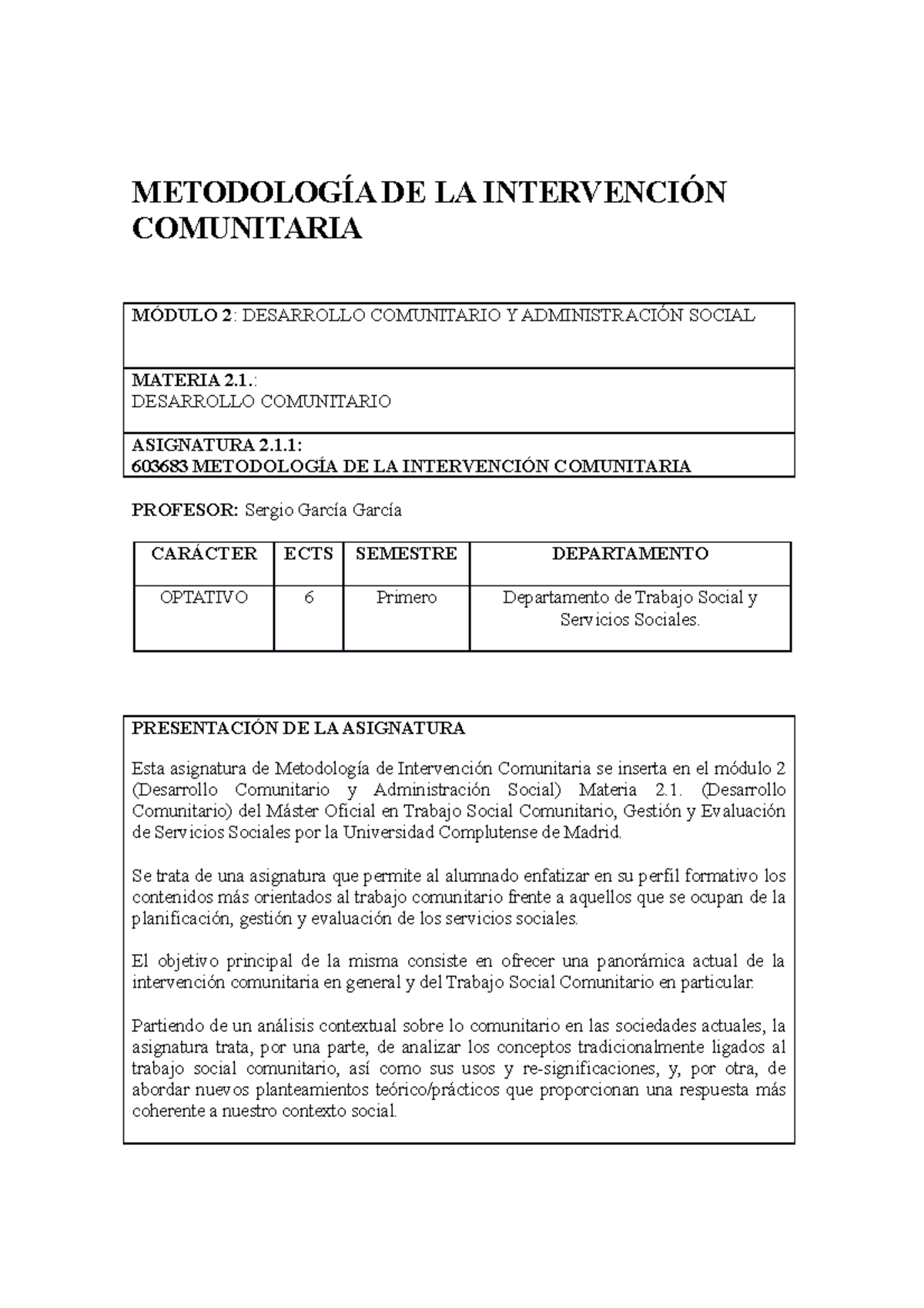 Metodología DE LA Intervención Comunitaria - METODOLOGÍA DE LA ...