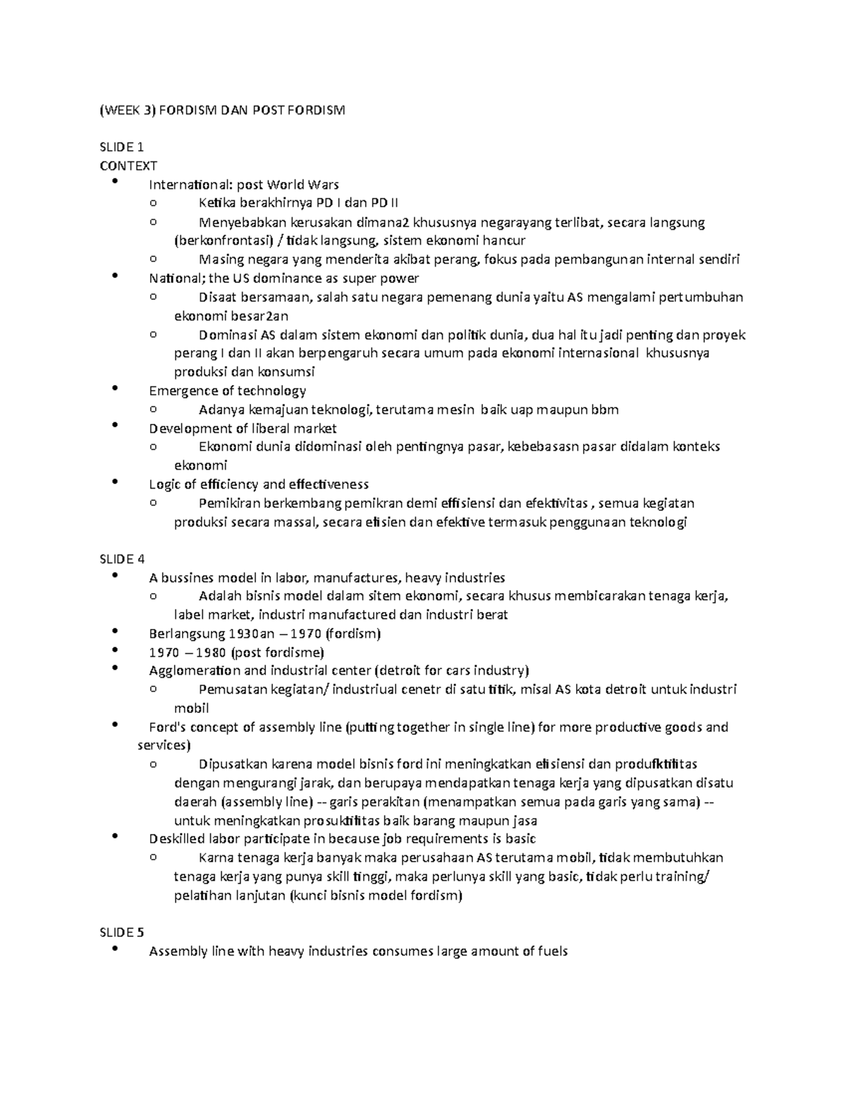 WEEK 3 ( Fordism DAN POST Fordism) - (WEEK 3) FORDISM DAN POST FORDISM ...