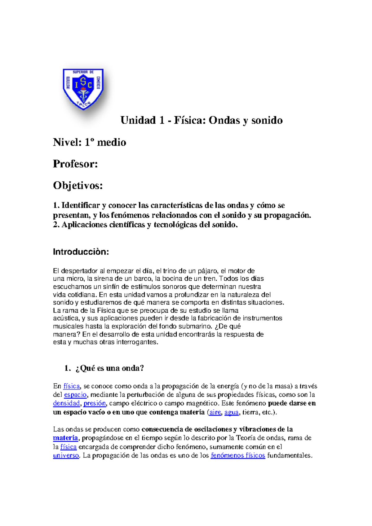 00-GUIA 02 Fisica Ondas& Sonido - Unidad 1 - Física: Ondas Y Sonido ...