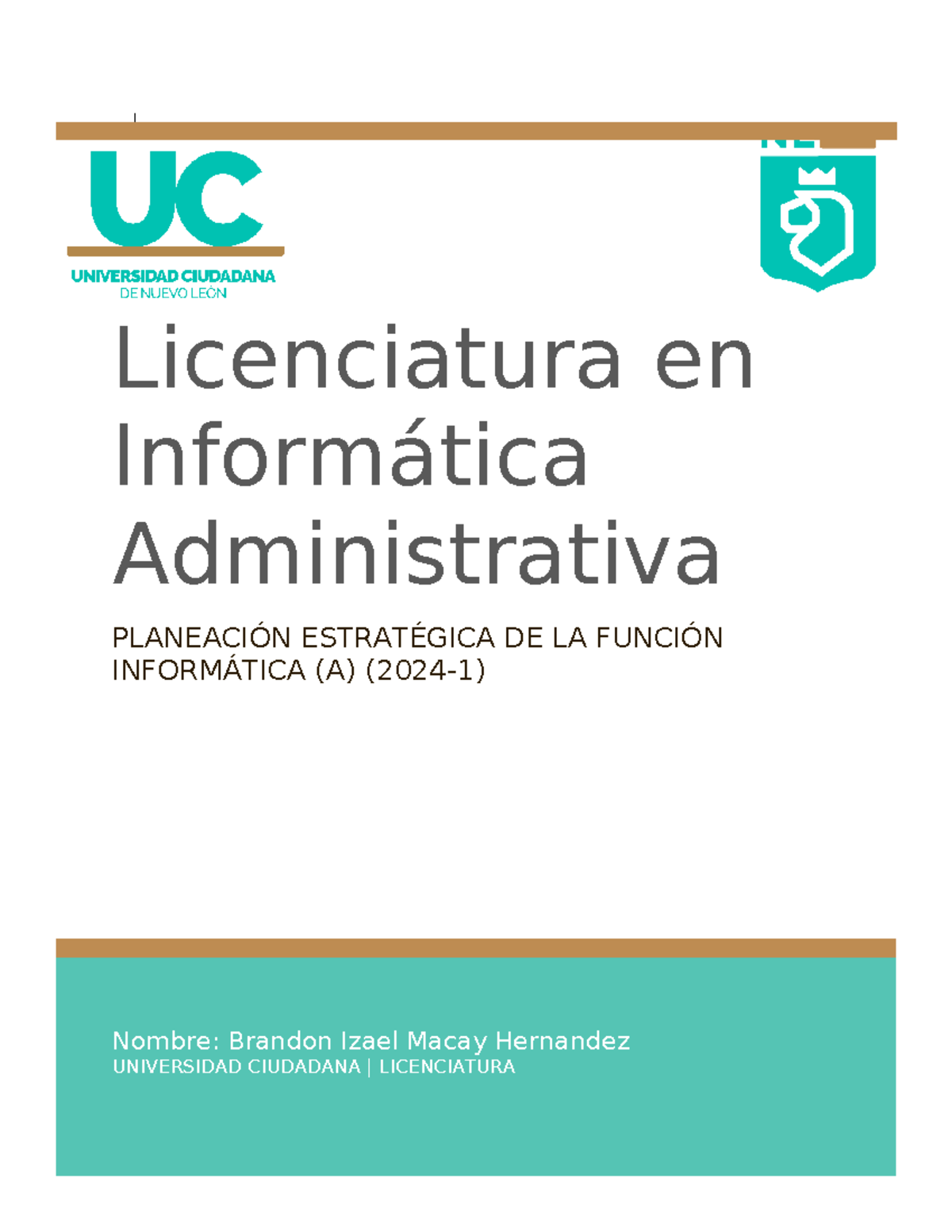 Actividad 2 Planeación Estratégica De La Función Informática 18022024 Nombre Brandon Izael 2644