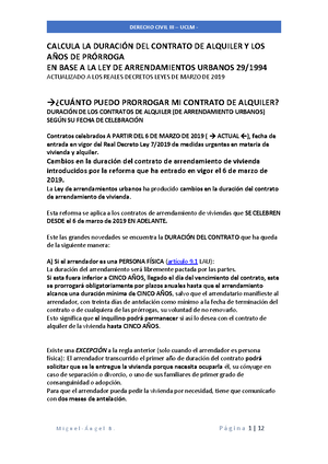 Calcula La Duraci O N Del Contrato De Alquiler Y Los A Ae Os De Pr O Rroga Lau Studocu