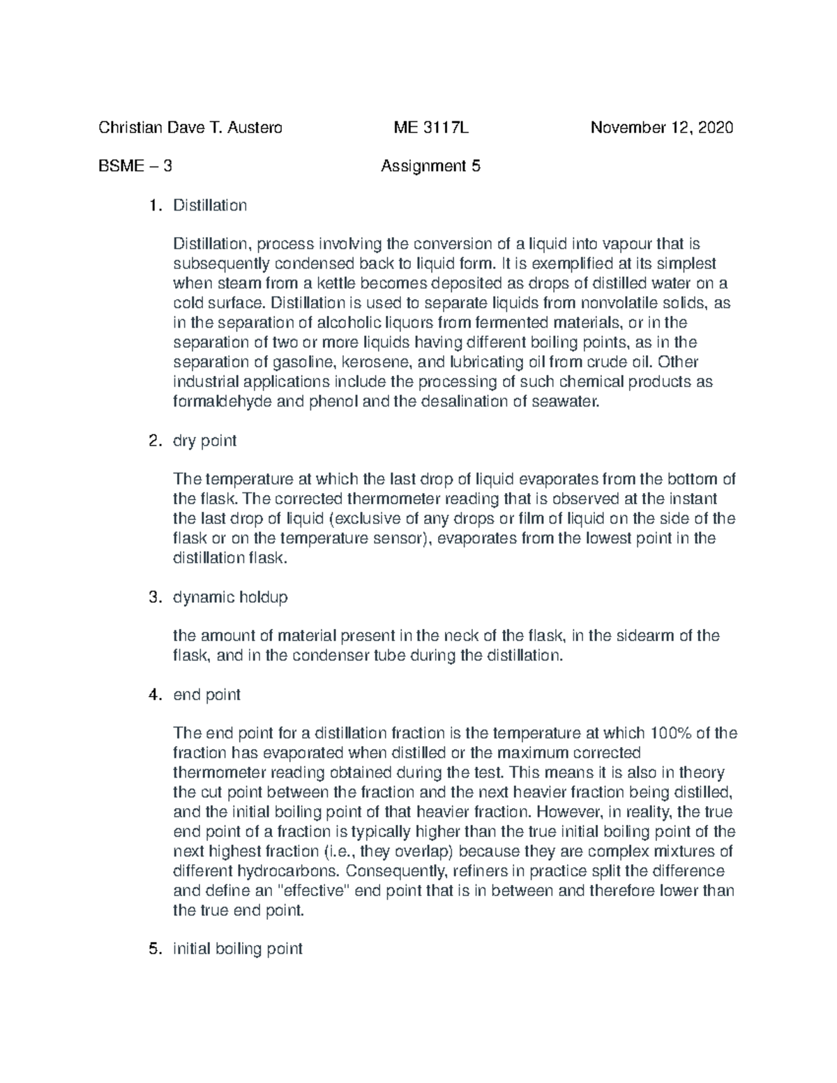 Assignment 5 - Christian Dave T. Austero ME 3117L November 12, 2020 ...